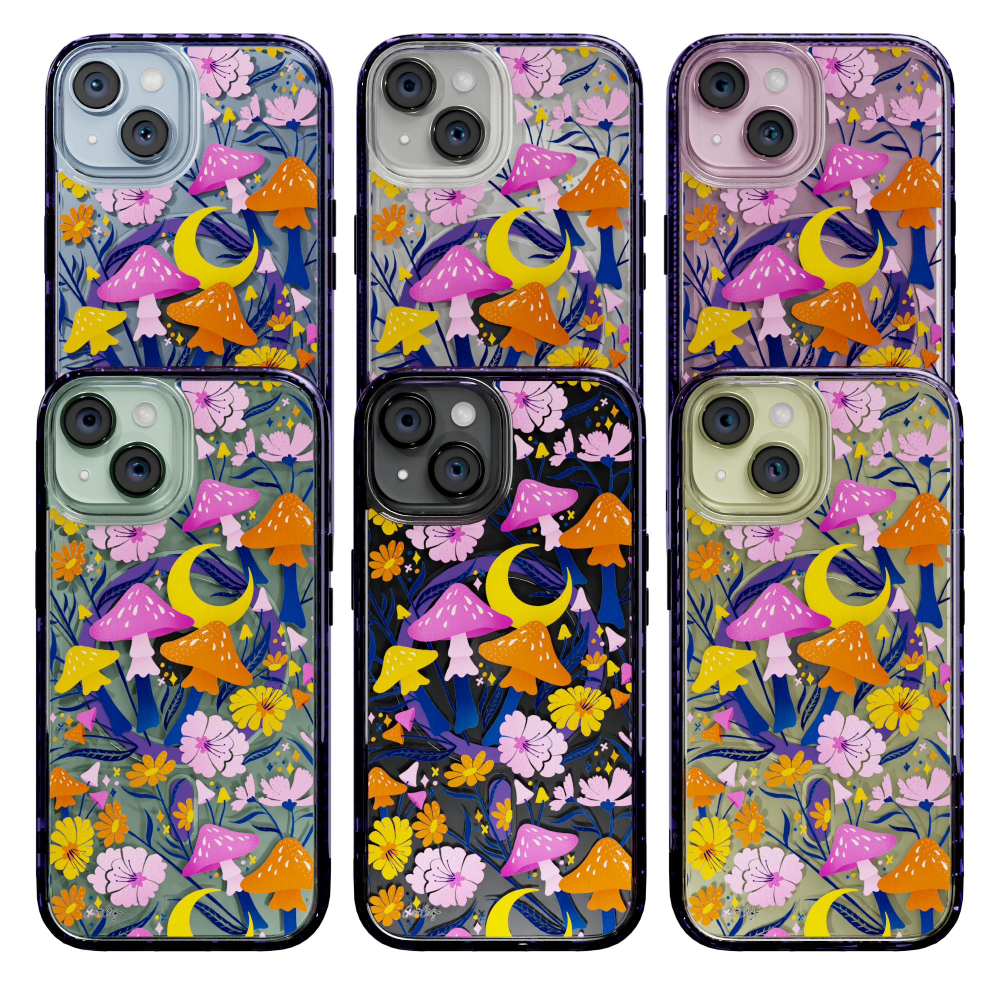 Blooms and Shrooms by CatCoq | iPhone 15 Series | MagSafe® Case iPhone 15 Pro Max / Midnight Lilac
