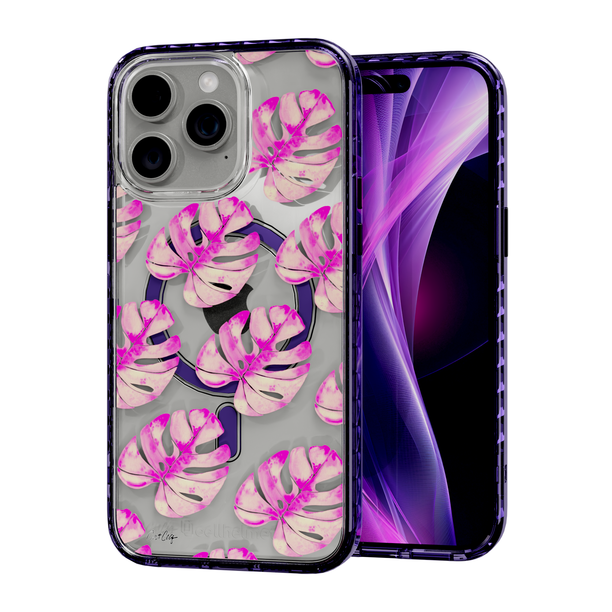 Pink Monstera by CatCoq | iPhone 15 Series |  MagSafe® Case iPhone 15 Pro Max / Midnight Lilac