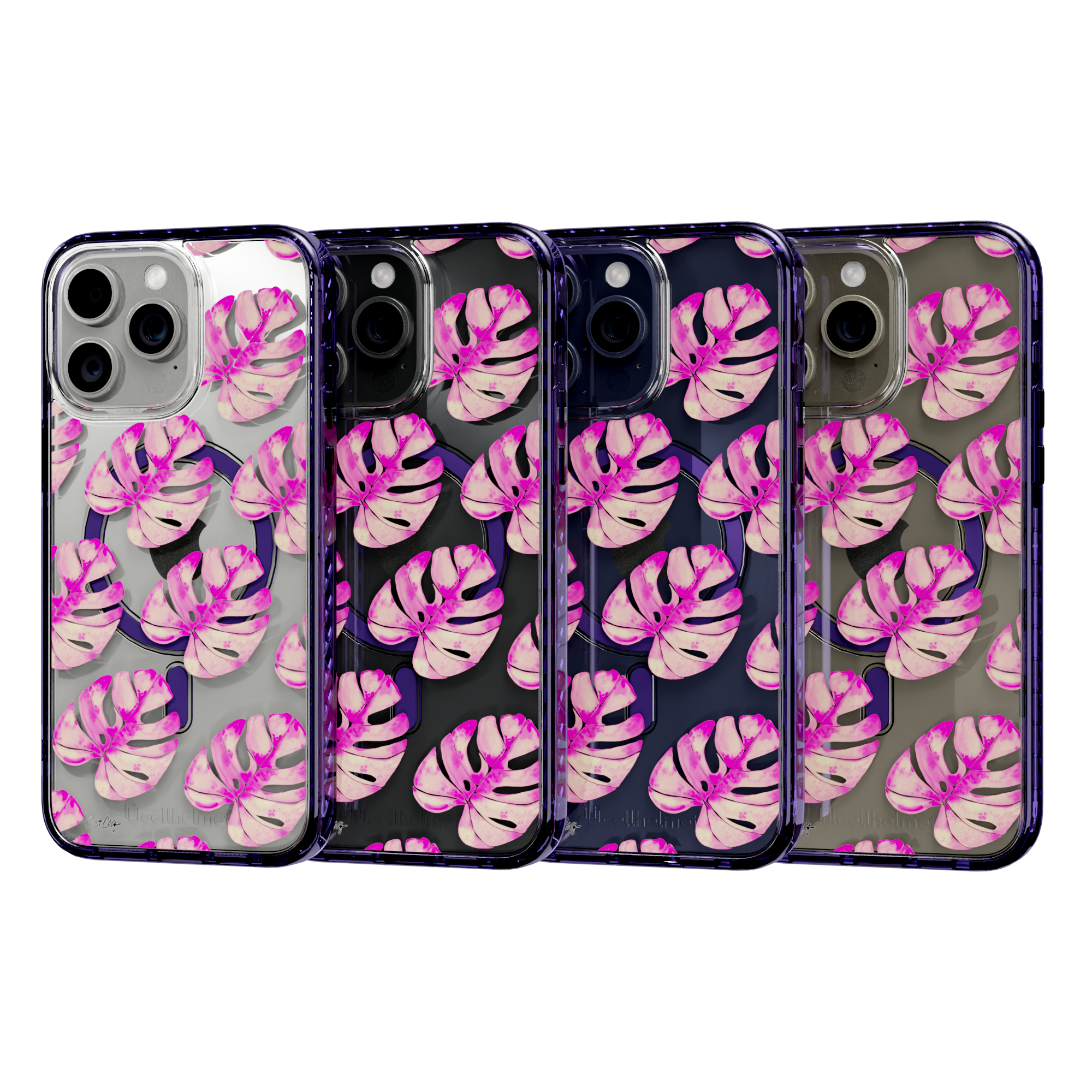 Pink Monstera by CatCoq | iPhone 15 Series |  MagSafe® Case iPhone 15 Pro Max / Midnight Lilac