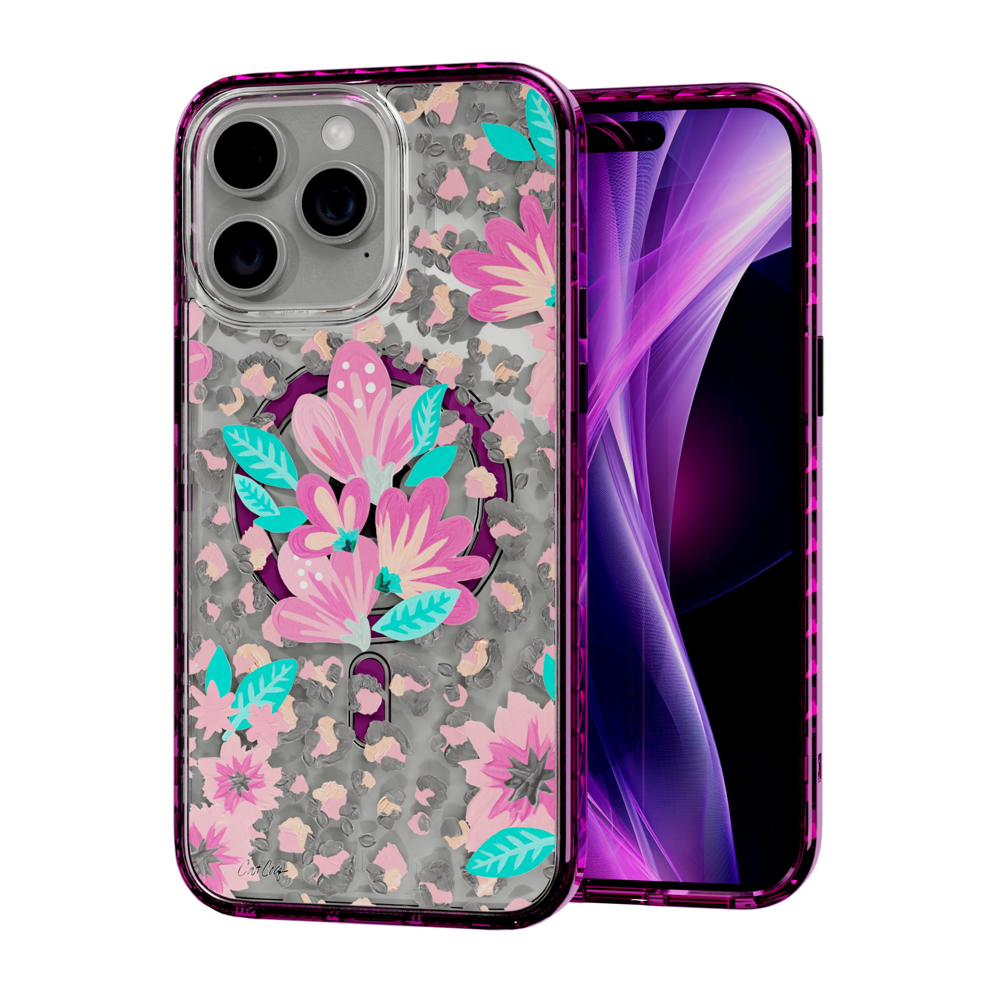 Floral Leopard by CatCoq | iPhone 15 Series | MagSafe® Case iPhone 15 Pro Max / Vivid Magenta