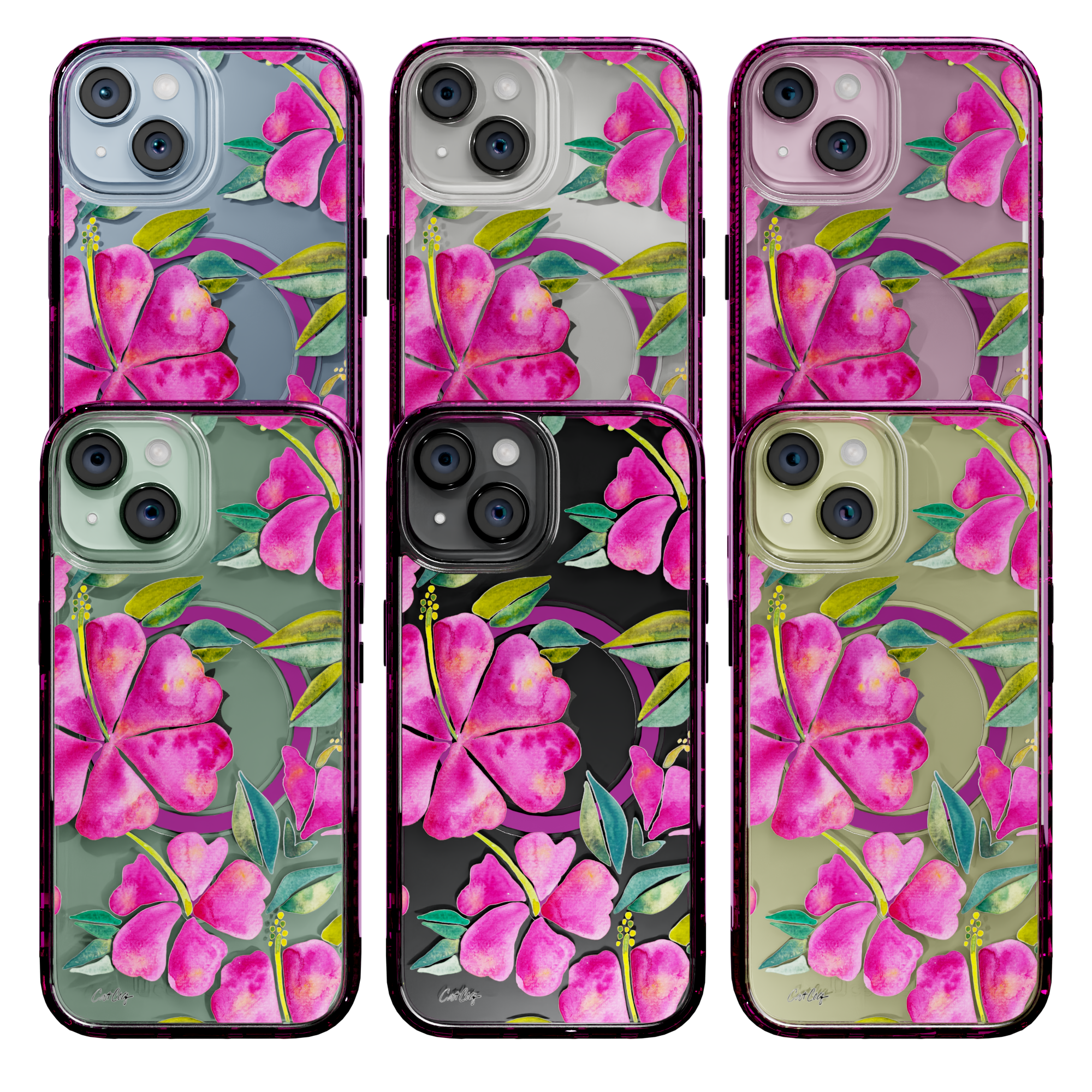 Hibiscus Bloom by CatCoq | iPhone 15 Series | MagSafe® Case iPhone 15 Pro Max / Vivid Magenta