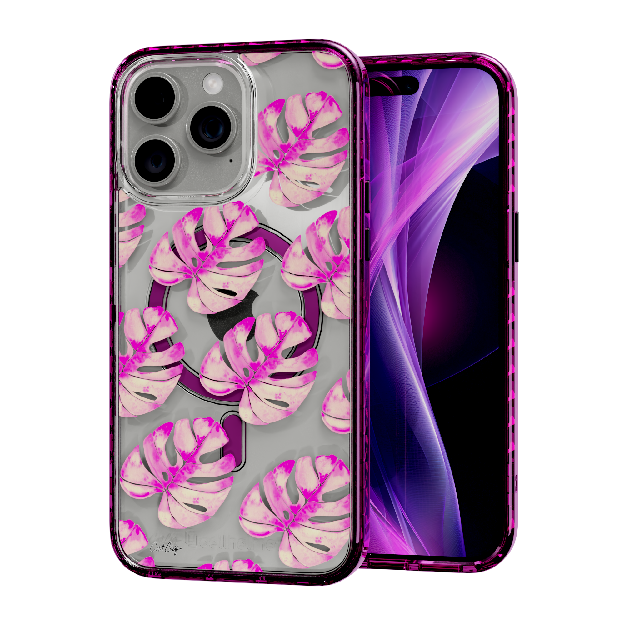 Pink Monstera by CatCoq | iPhone 15 Series |  MagSafe® Case iPhone 15 Pro Max / Vivid Magenta