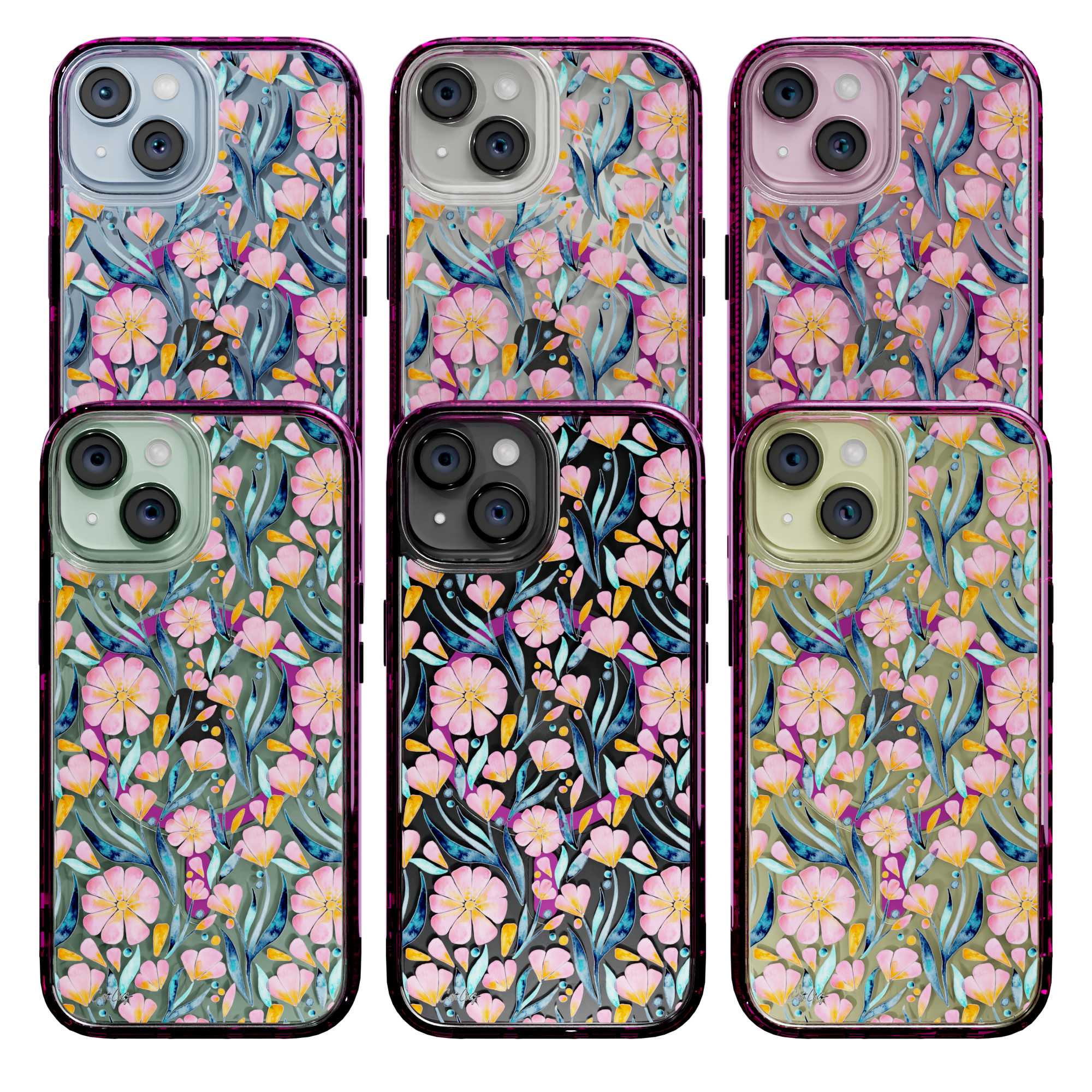 Sweet Florals by CatCoq | iPhone 15 Series | MagSafe® Case iPhone 15 Pro Max / Vivid Magenta