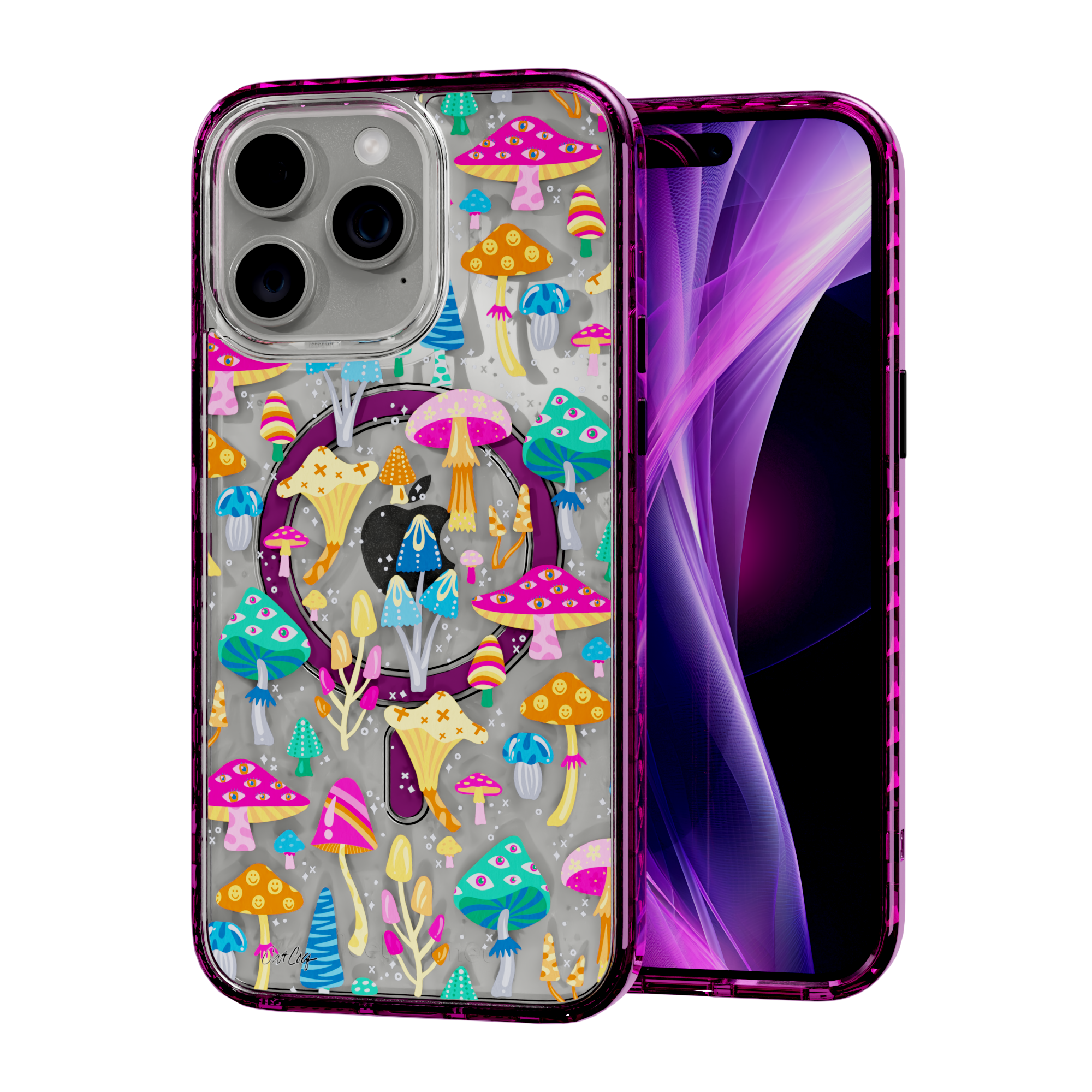 Mystic Mushrooms by CatCoq | iPhone 15 Series | MagSafe® Case iPhone 15 Pro Max / Vivid Magenta
