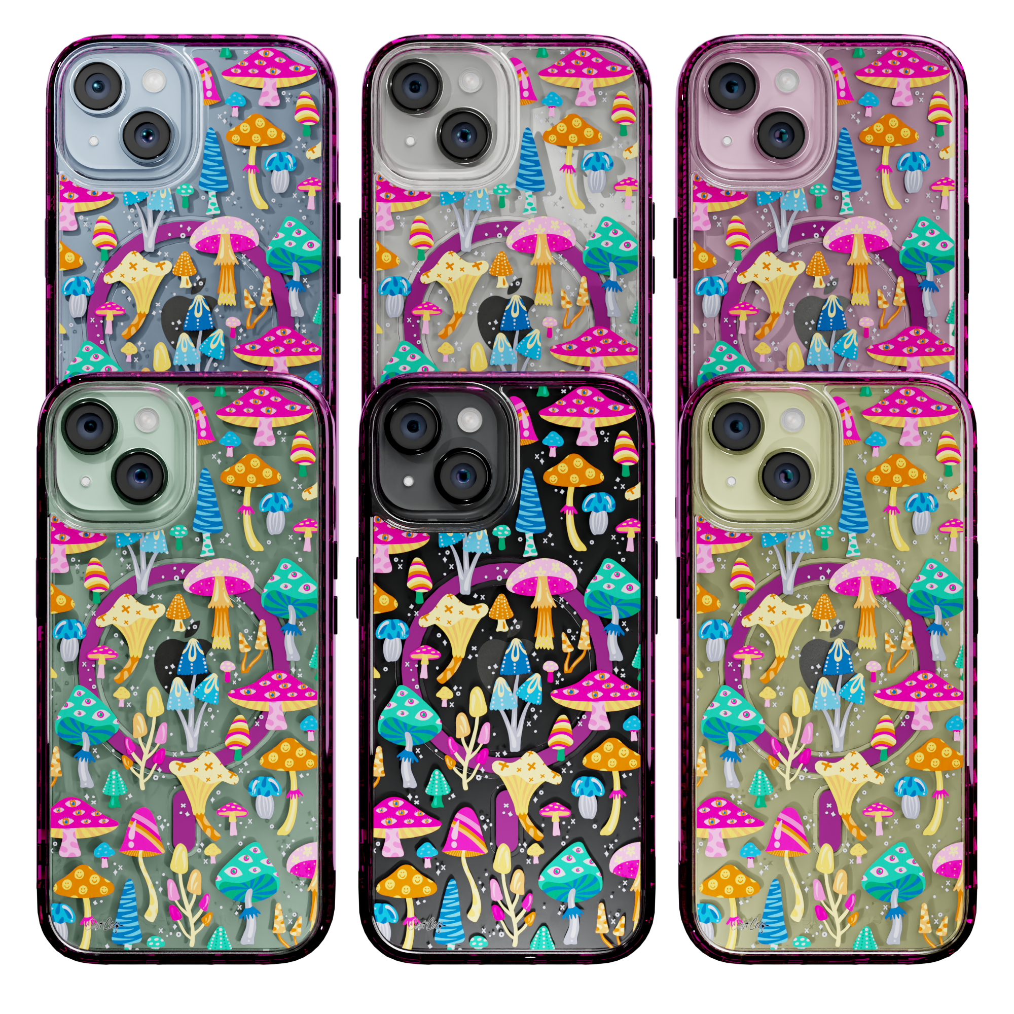 Mystic Mushrooms by CatCoq | iPhone 15 Series | MagSafe® Case iPhone 15 Pro Max / Vivid Magenta