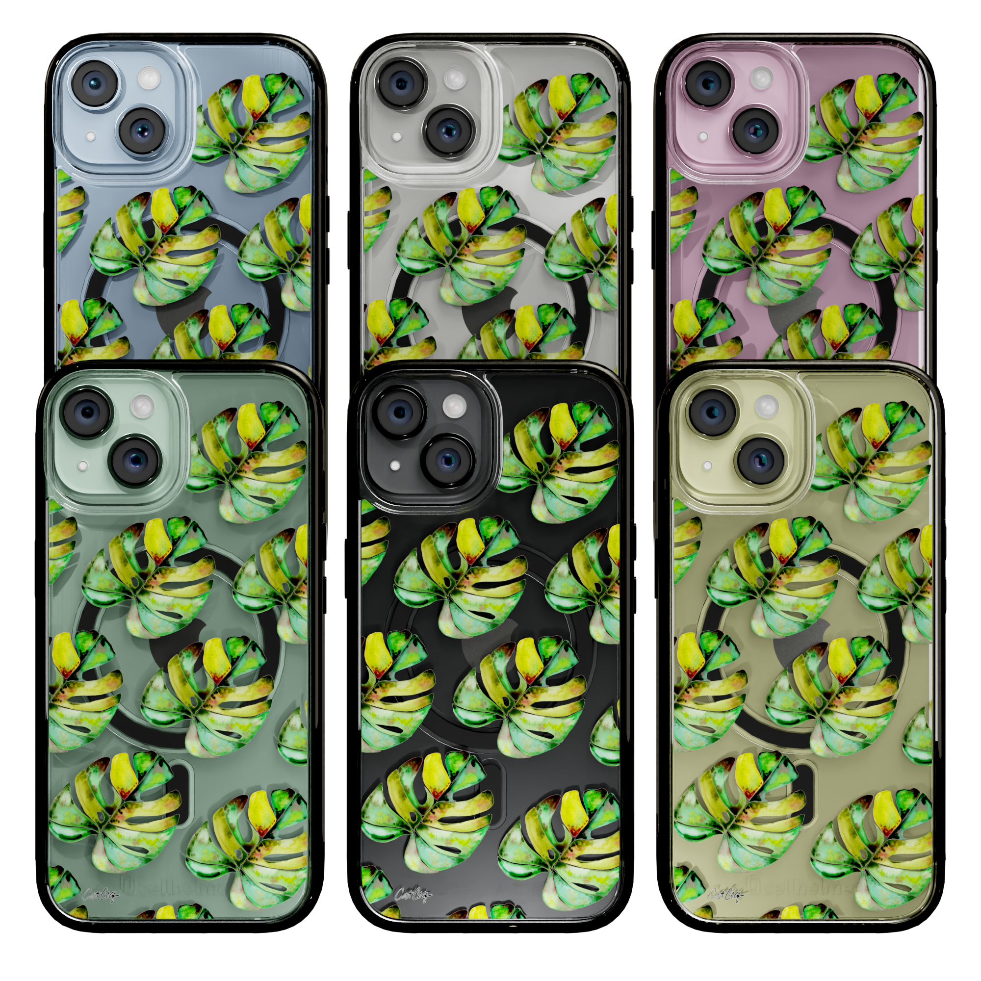 Green Monstera by CatCoq | iPhone 15 Series | MagSafe® Case iPhone 15 Pro Max / Onyx Black