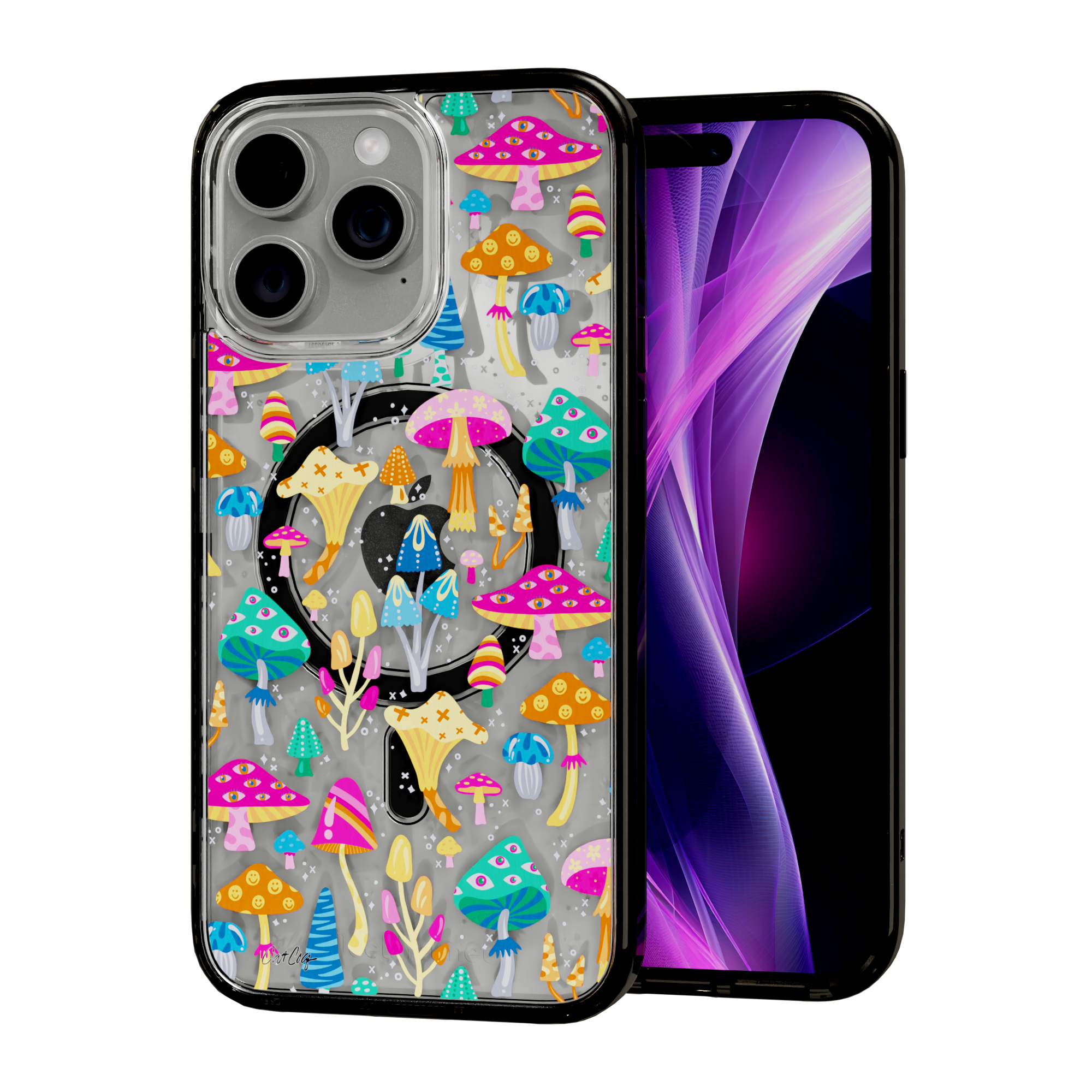 Mystic Mushrooms by CatCoq | iPhone 15 Series | MagSafe® Case iPhone 15 Pro Max / Onyx Black