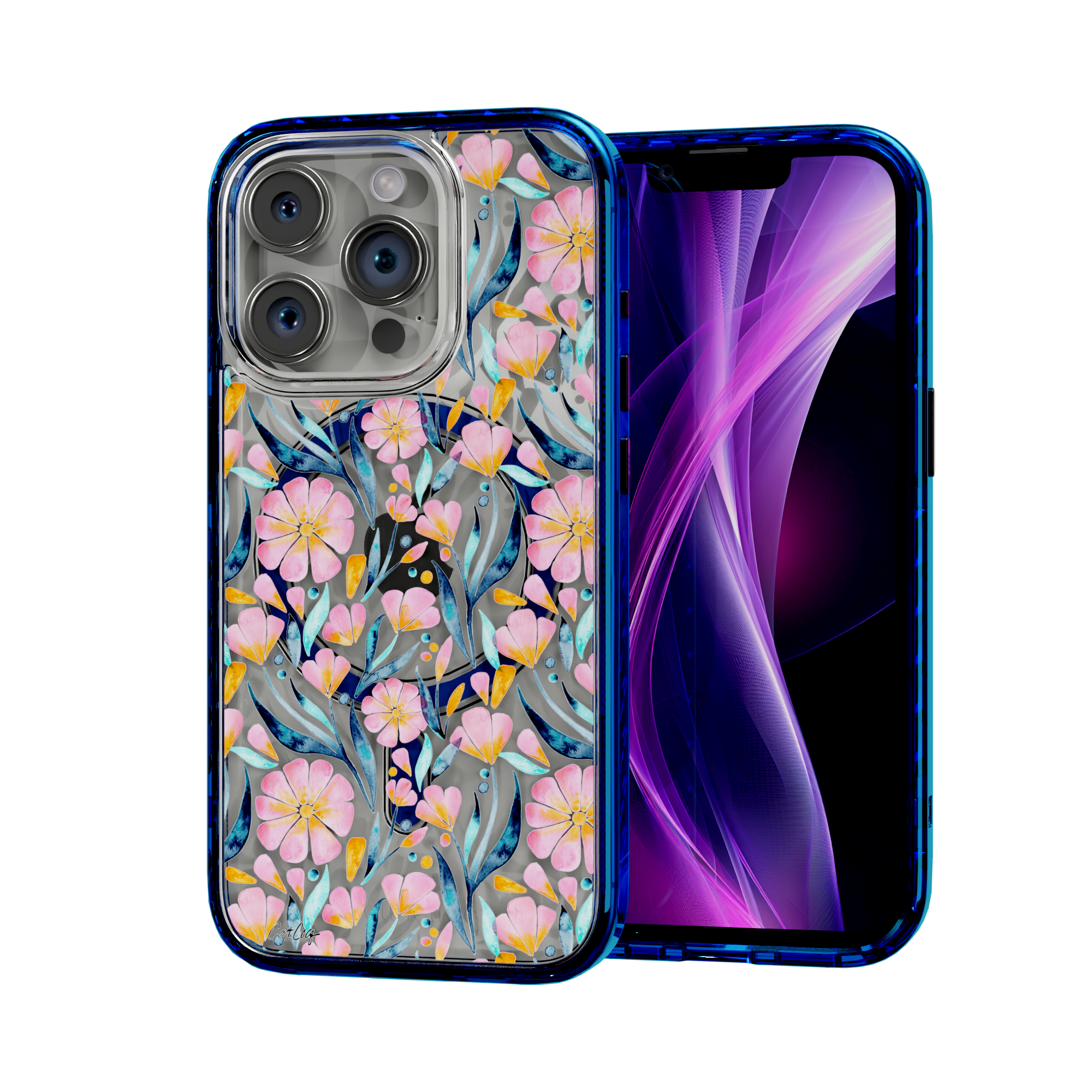 Sweet Florals by CatCoq | iPhone 15 Series | MagSafe® Case iPhone 15 Pro / Bermuda Blue