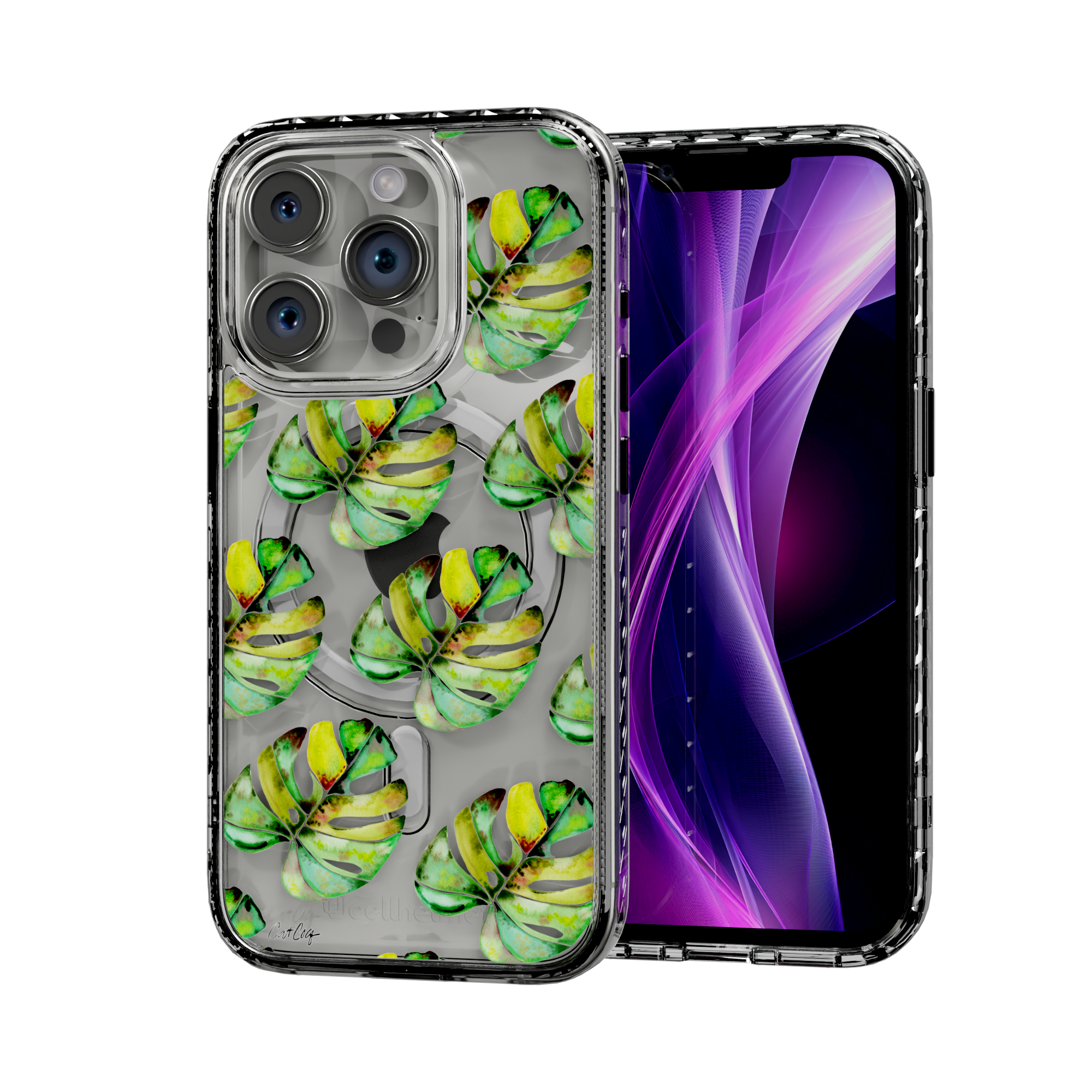 Green Monstera by CatCoq | iPhone 15 Series | MagSafe® Case iPhone 15 Pro / Crystal Clear