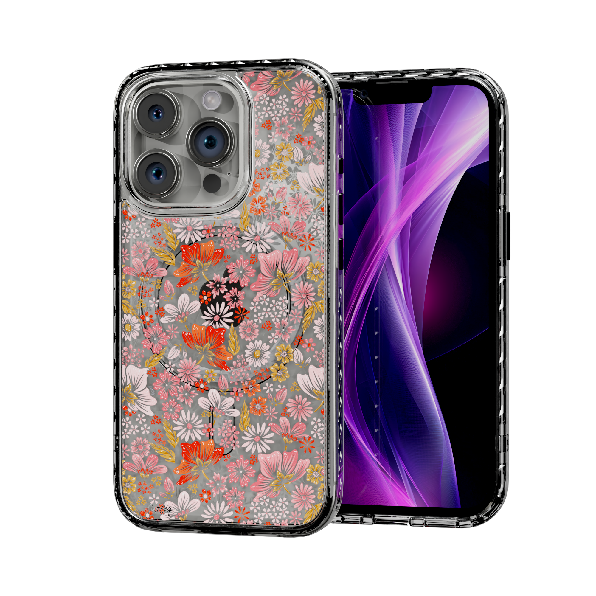 Retro Flower by CatCoq | iPhone 15 Series | MagSafe® Case iPhone 15 Pro / Crystal Clear