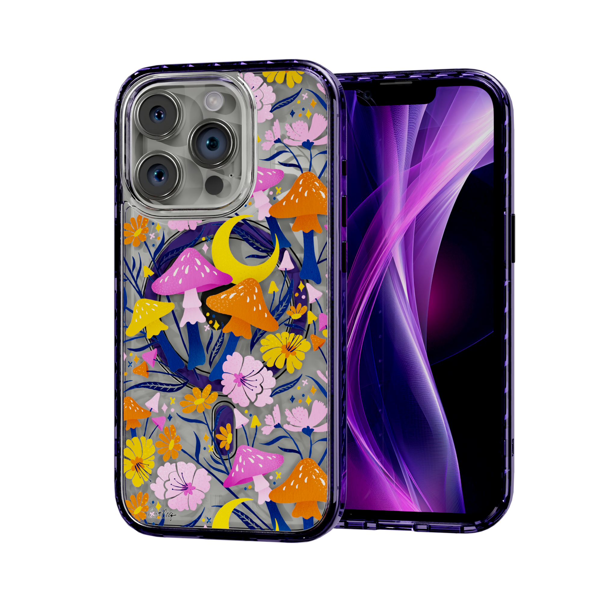 Blooms and Shrooms by CatCoq | iPhone 15 Series | MagSafe® Case iPhone 15 Pro / Midnight Lilac