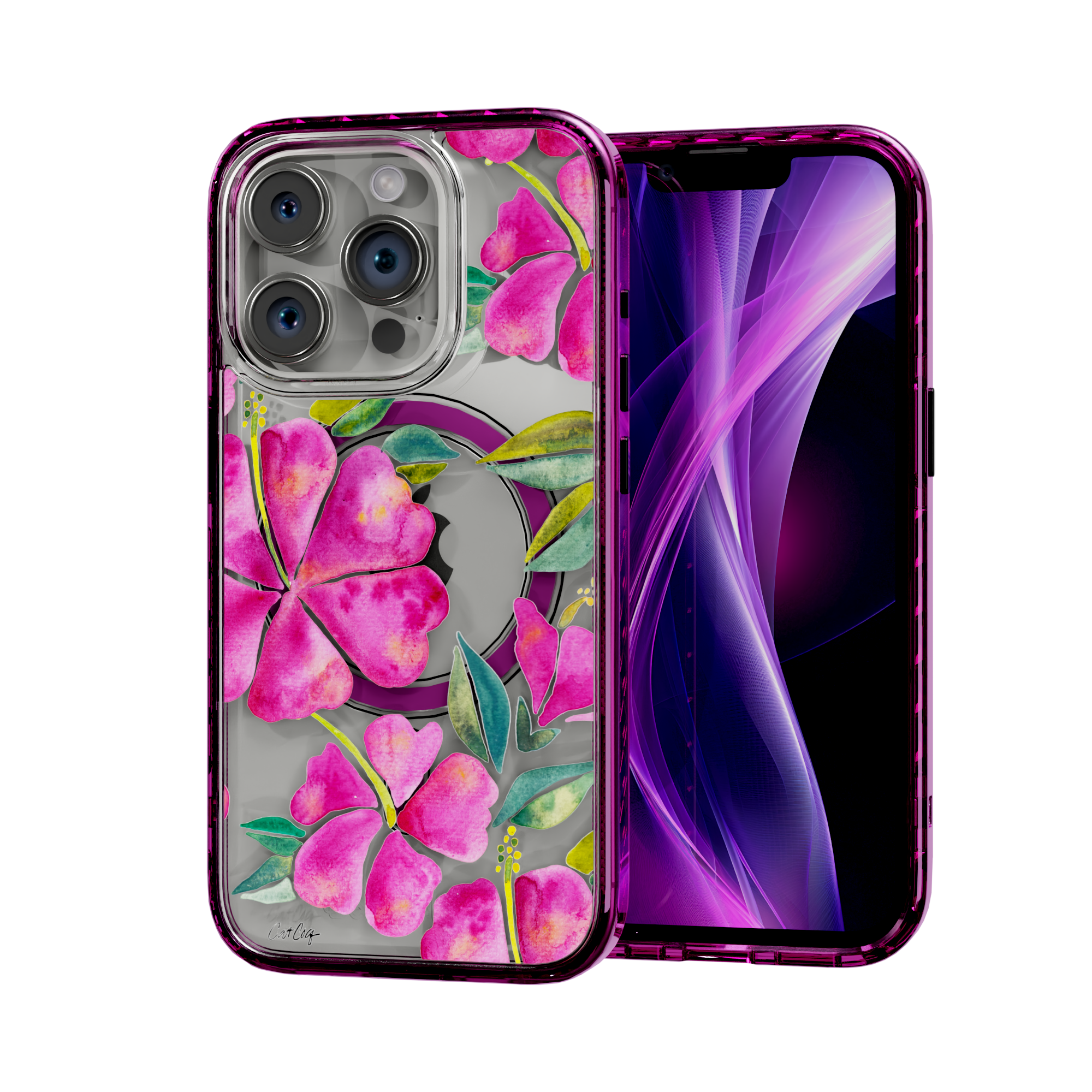 Hibiscus Bloom by CatCoq | iPhone 15 Series | MagSafe® Case iPhone 15 Pro / Vivid Magenta