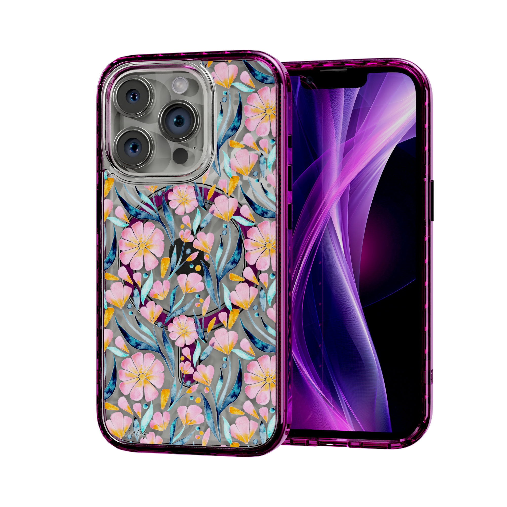 Sweet Florals by CatCoq | iPhone 15 Series | MagSafe® Case iPhone 15 Pro / Vivid Magenta