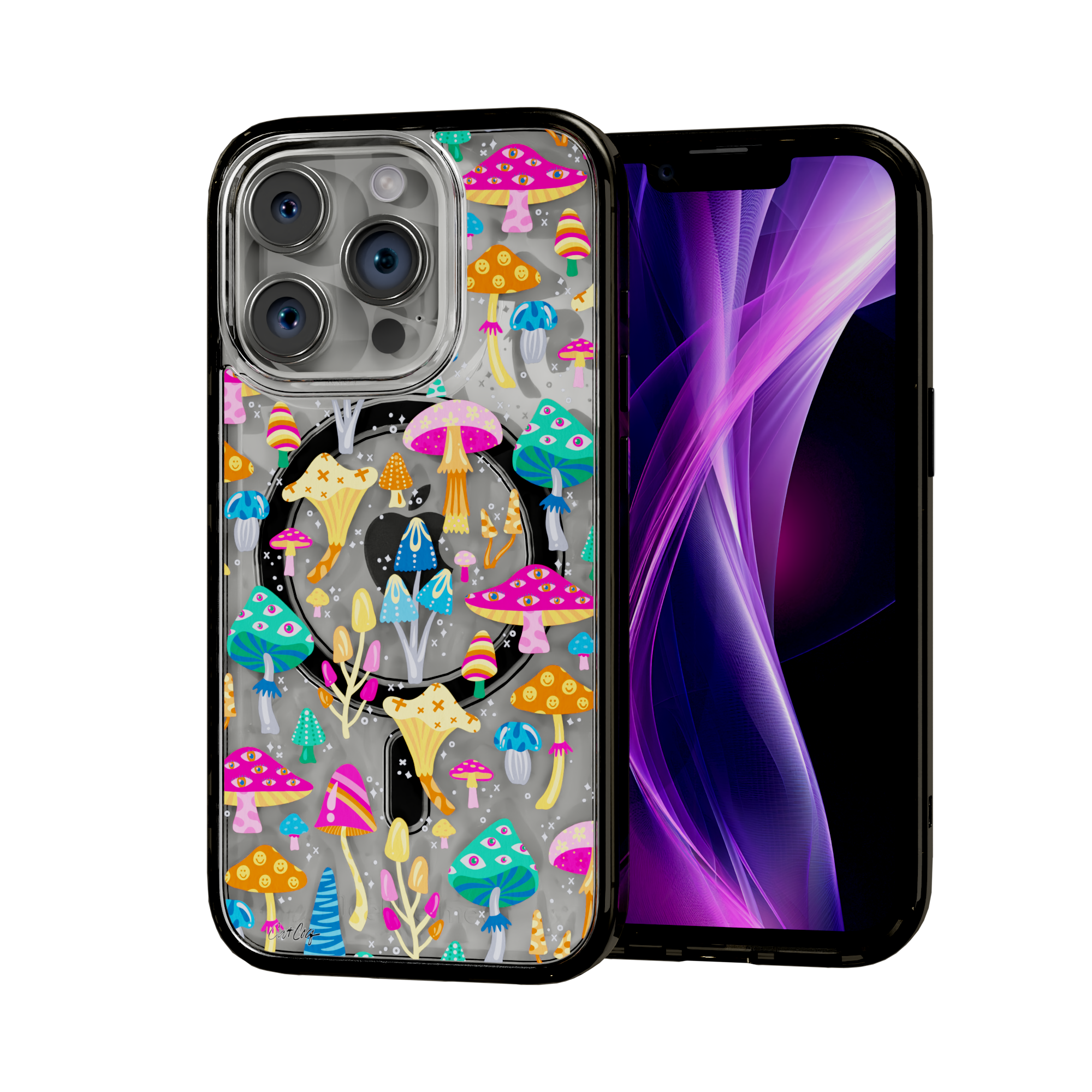 Mystic Mushrooms by CatCoq | iPhone 15 Series | MagSafe® Case iPhone 15 Pro / Onyx Black