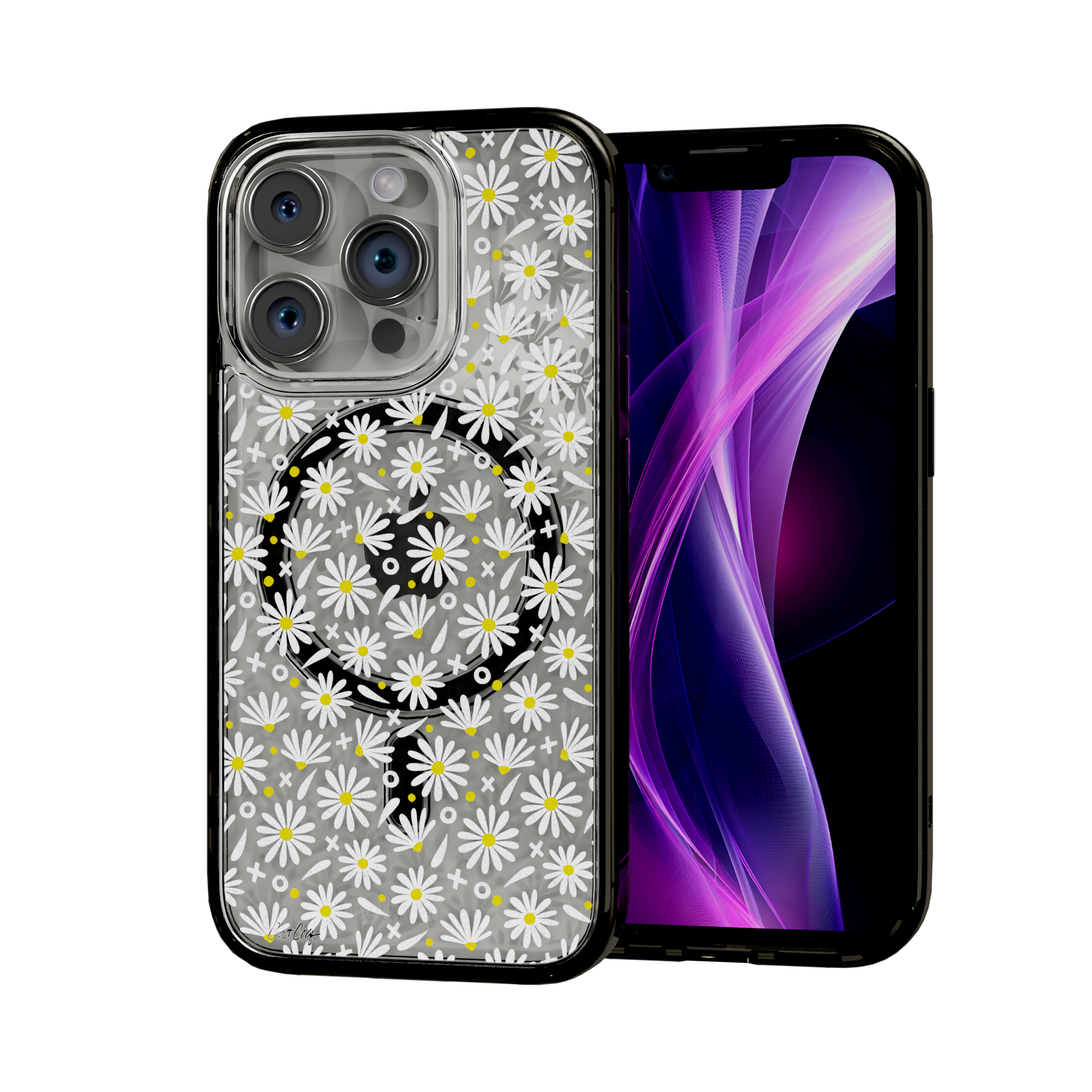White Daisies by CatCoq | iPhone 15 Series | MagSafe® Case iPhone 15 Pro / Onyx Black