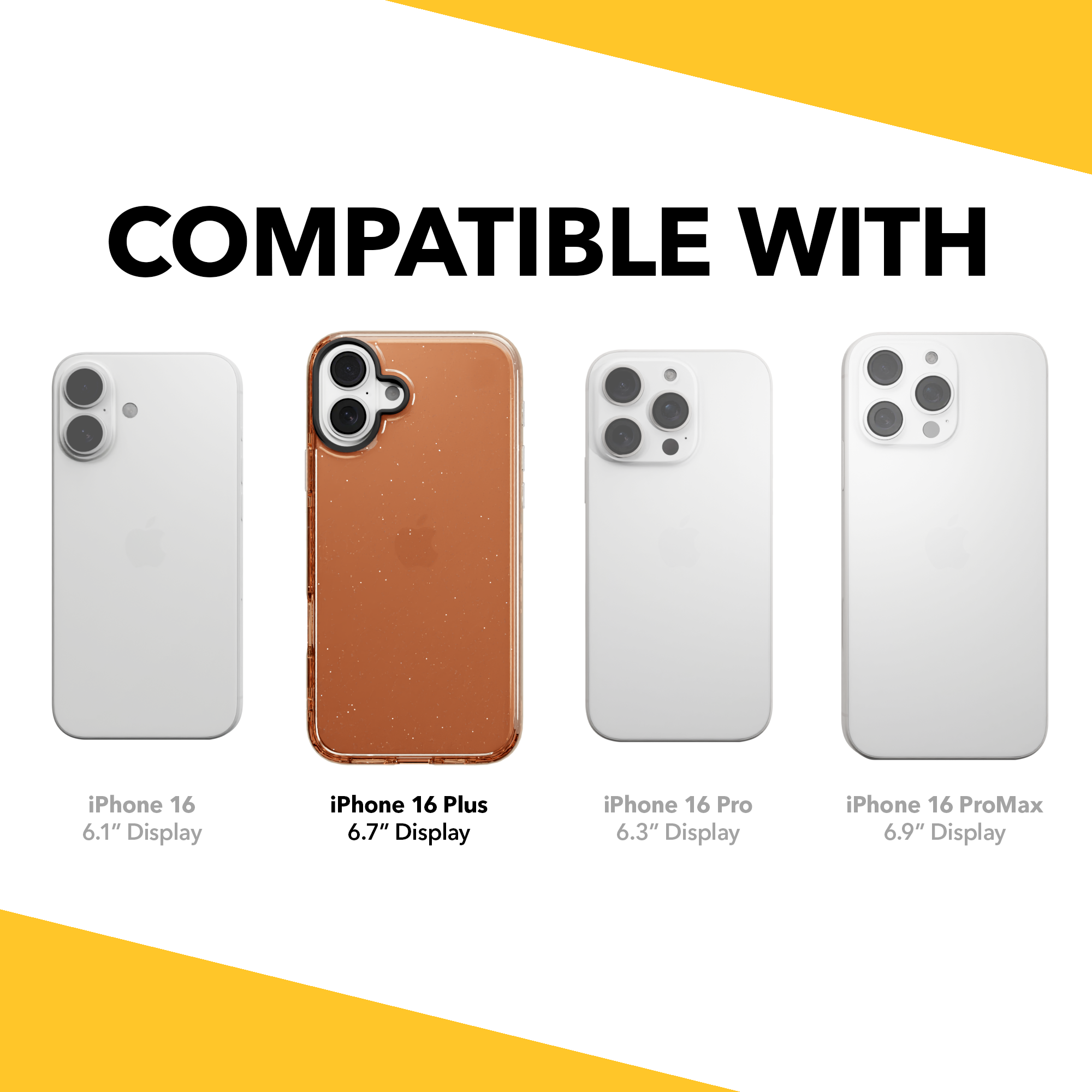 Slim TPU Glitter Case for Apple iPhone 16 Plus | Peach Fuzz Sparkle | Altitude Series