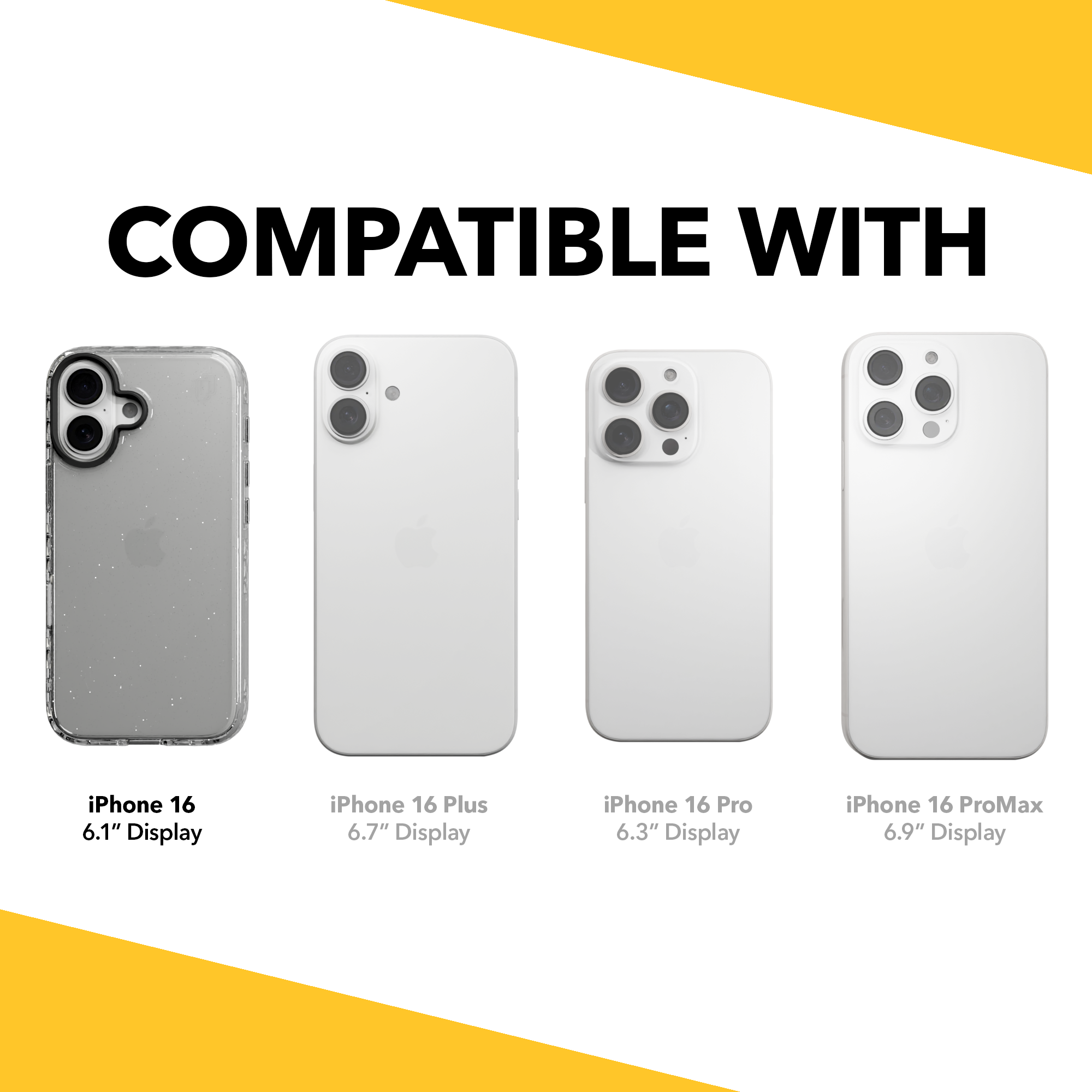 Slim TPU Glitter Case for Apple iPhone 16 | Crystal Clear Sparkle | Altitude Series