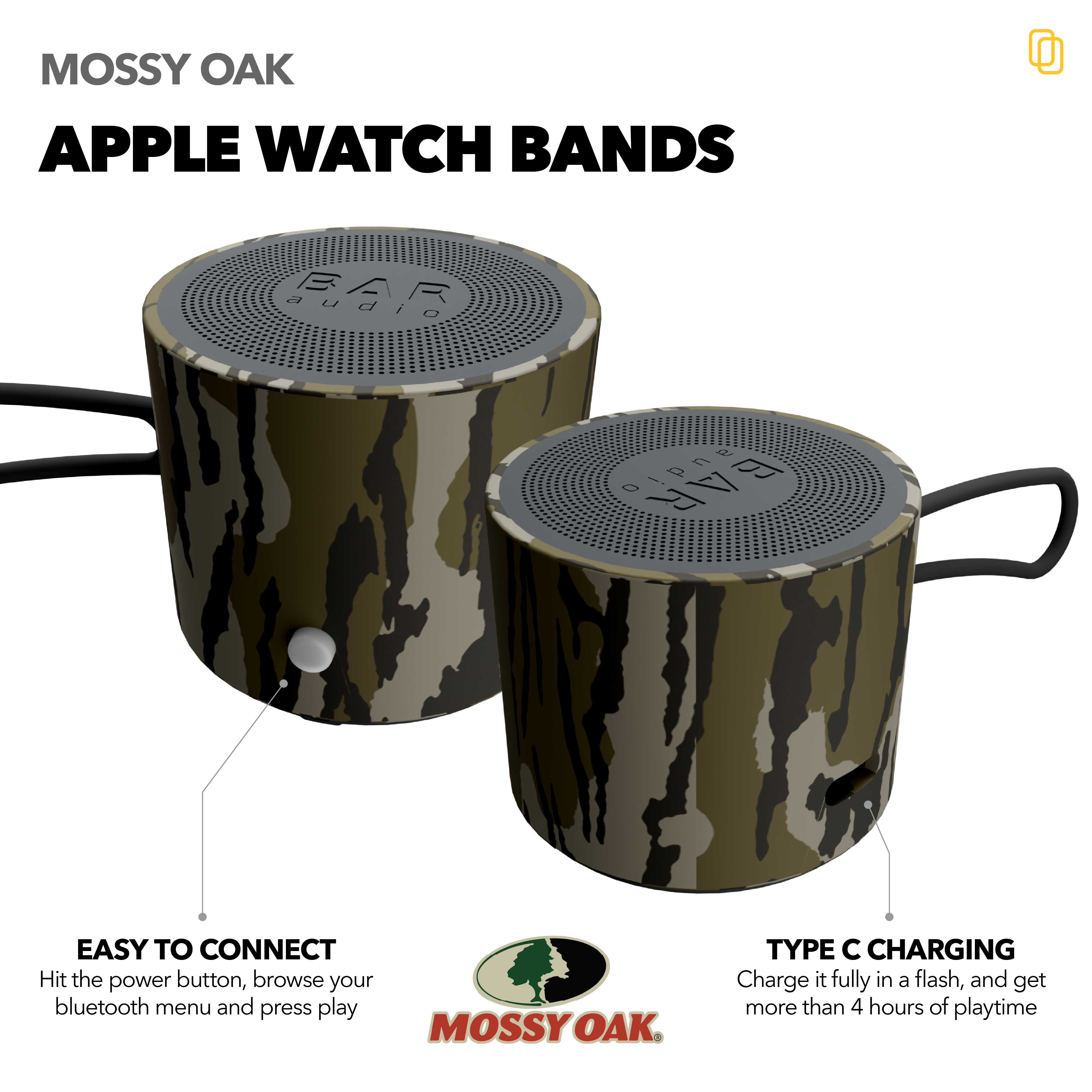 Mini Portable Bluetooth Speaker | Bottomland Camo or Gunmetal Gray | Bar audio by cellhelmet