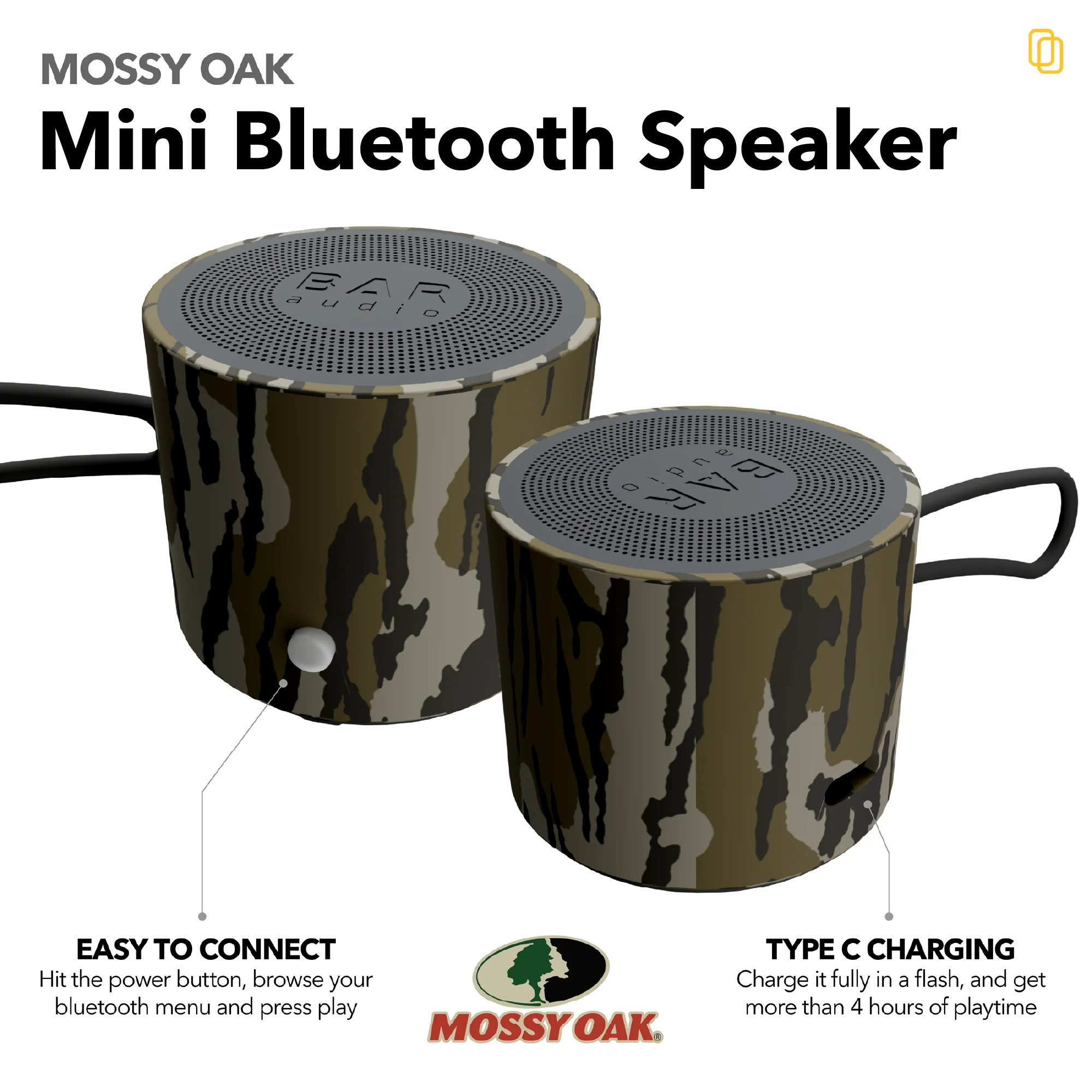 Mini Portable Bluetooth Speaker | Bottomland Camo or Gunmetal Gray | Bar audio by cellhelmet