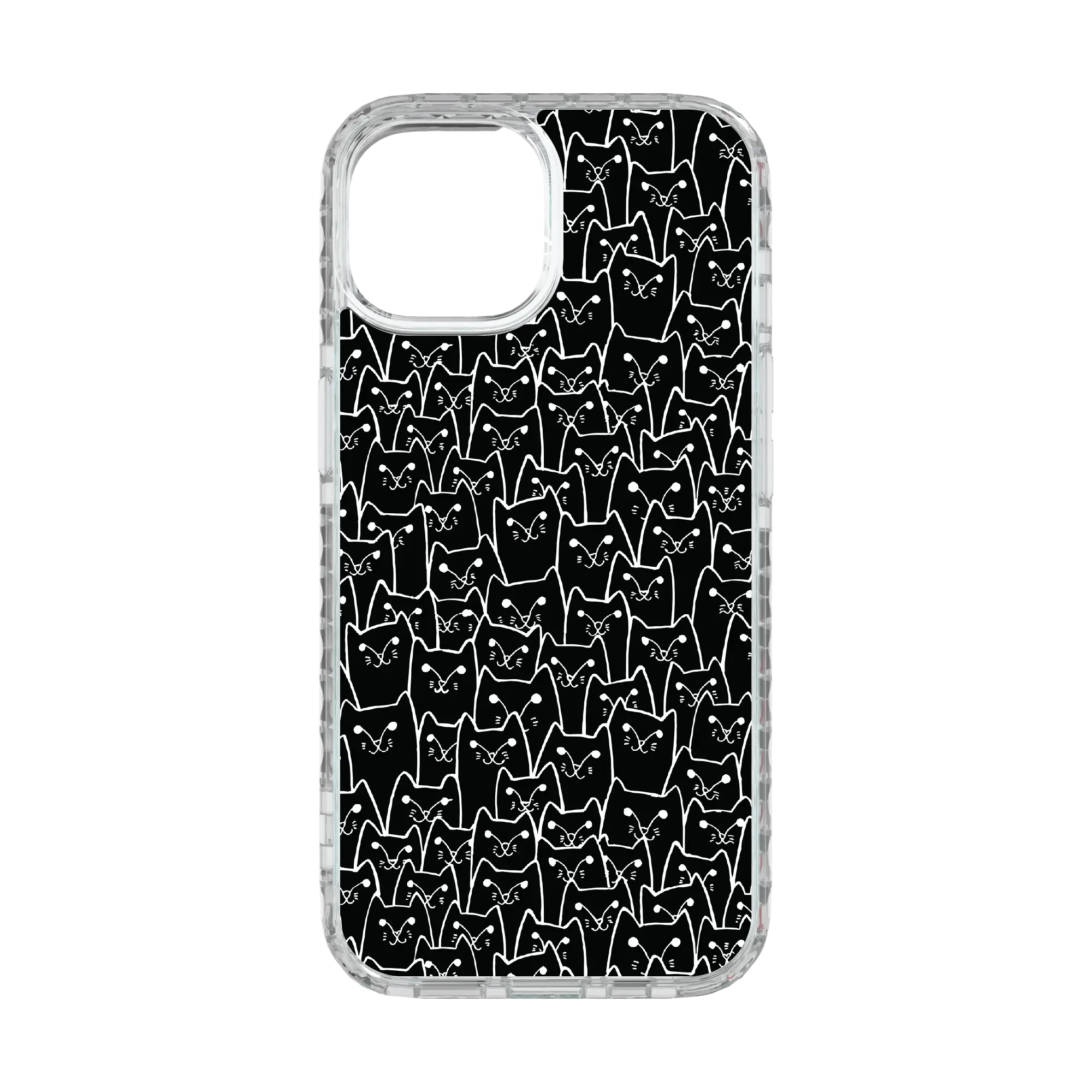 Apple-iPhone-15-Crystal-Clear Black Cat Pattern | Protective MagSafe Case | Cats Meow Series for Apple iPhone 15 Series cellhelmet cellhelmet