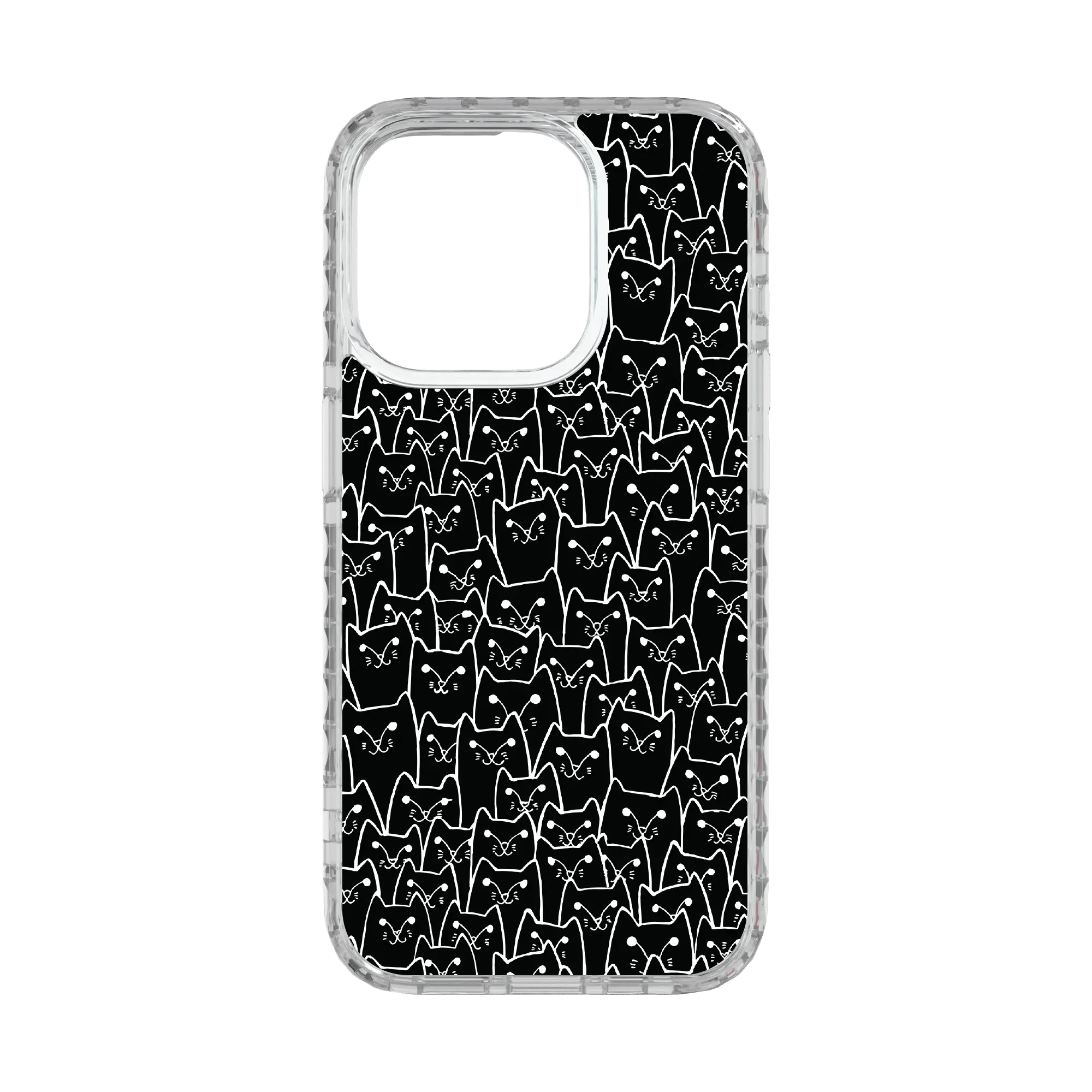 Apple-iPhone-15-Pro-Crystal-Clear Black Cat Pattern | Protective MagSafe Case | Cats Meow Series for Apple iPhone 15 Series cellhelmet cellhelmet