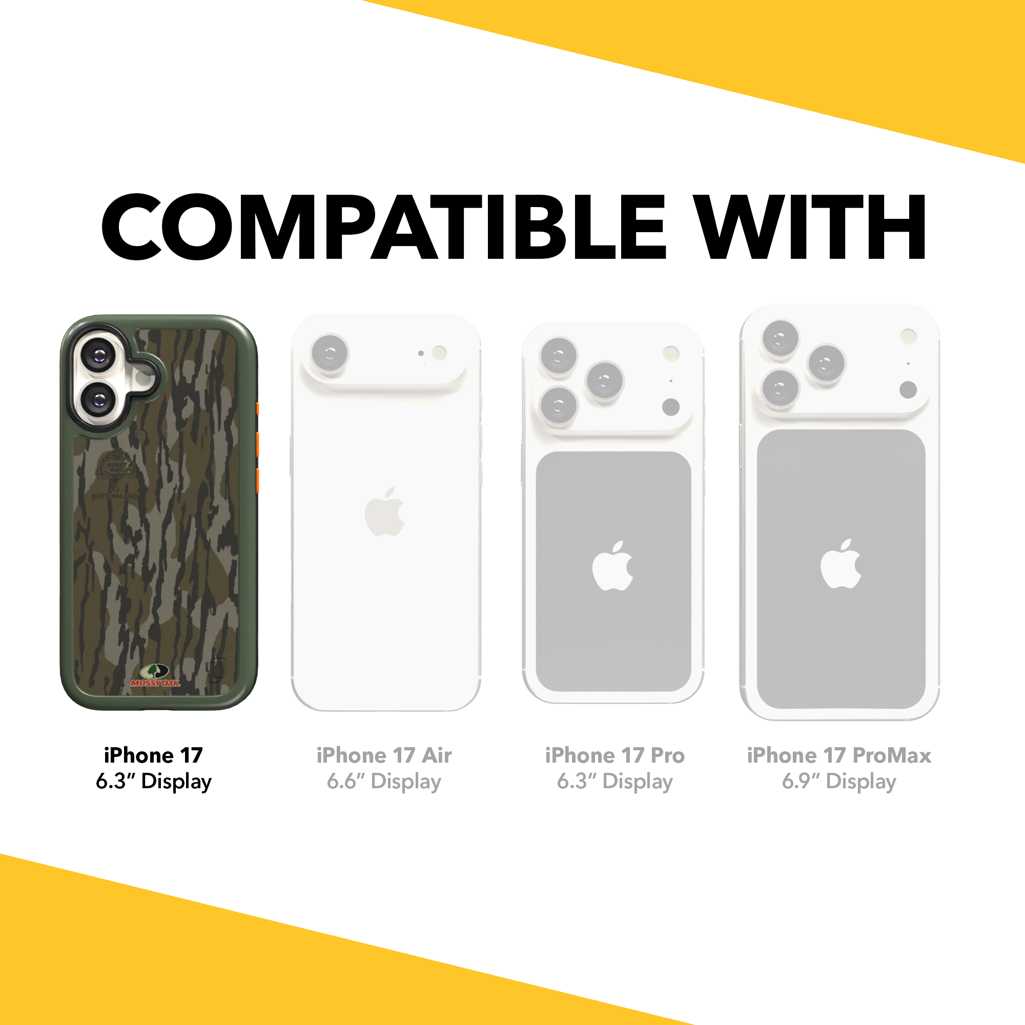 Shock-Absorbent MagSafe® Case for Apple iPhone 17 in Mossy Oak Bottomland Camo | Fortitude Series None / None / Bottomlands