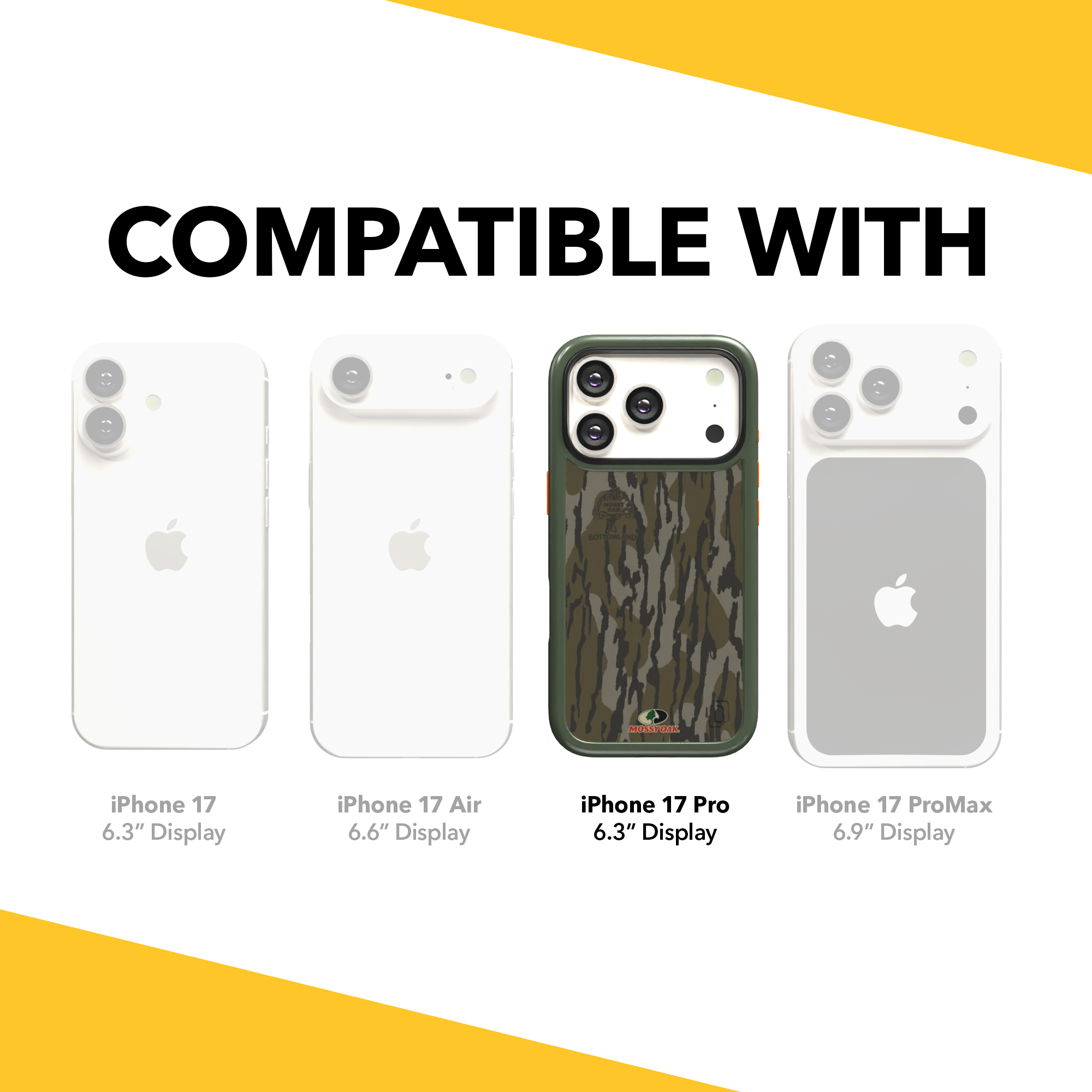 Shock-Absorbent MagSafe® Case for Apple iPhone 17 Pro in Mossy Oak Bottomland Camo | Fortitude Series None / None / Bottomlands