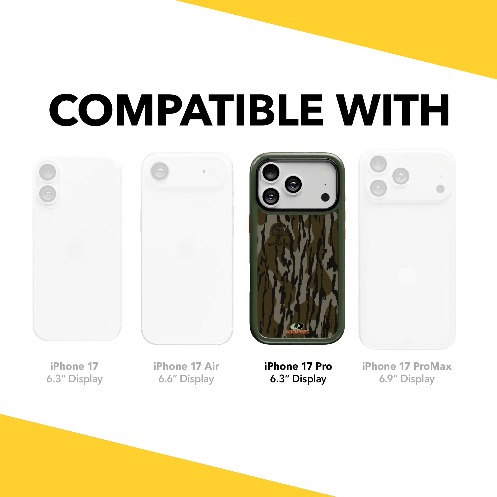 Shock-Absorbent MagSafe® Case for Apple iPhone 17 Pro in Mossy Oak Bottomland Camo | Fortitude Series None / None / Bottomland
