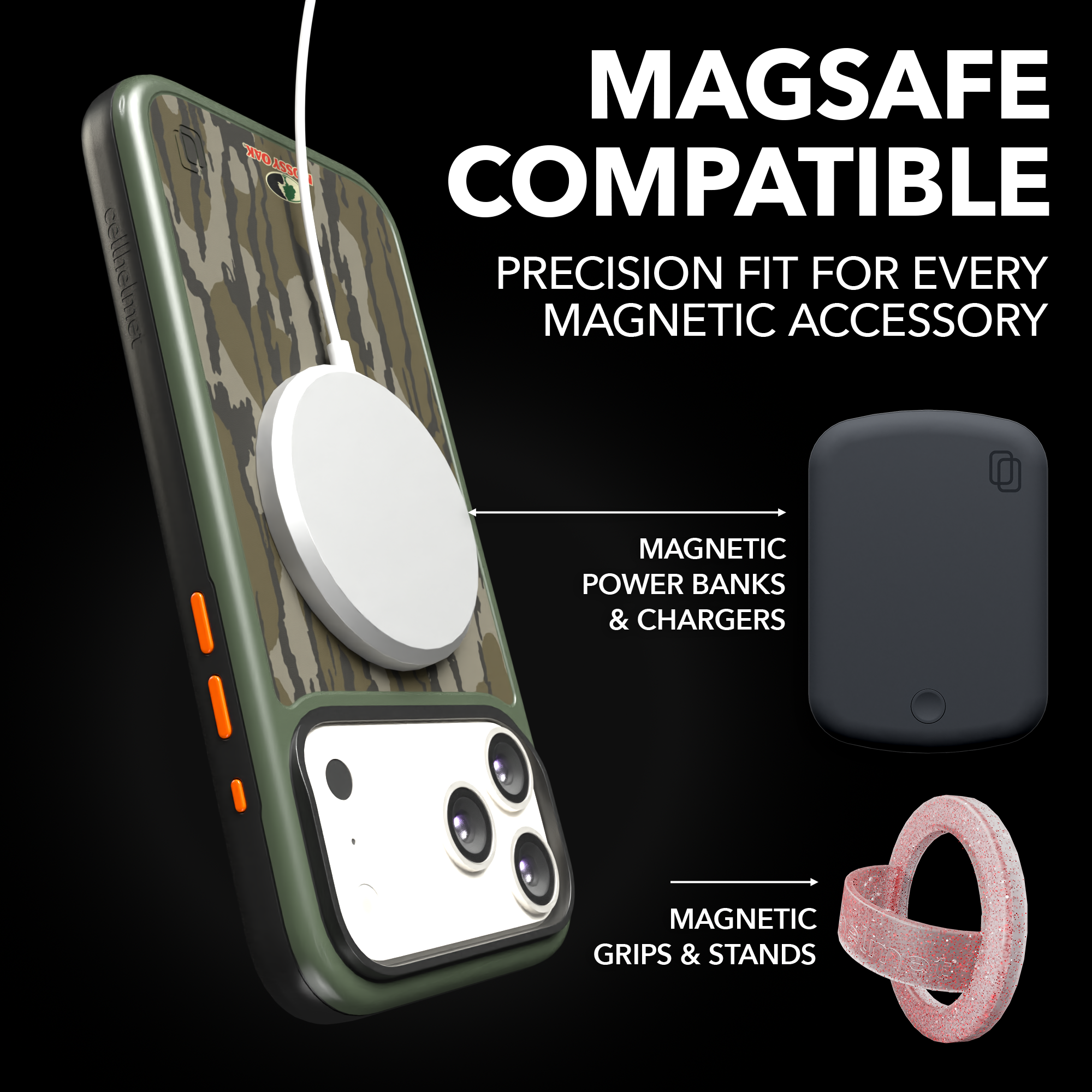 Shock-Absorbent MagSafe® Case for Apple iPhone 17 Pro Max in Mossy Oak Bottomland Camo | Fortitude Series None / None / Bottomlands