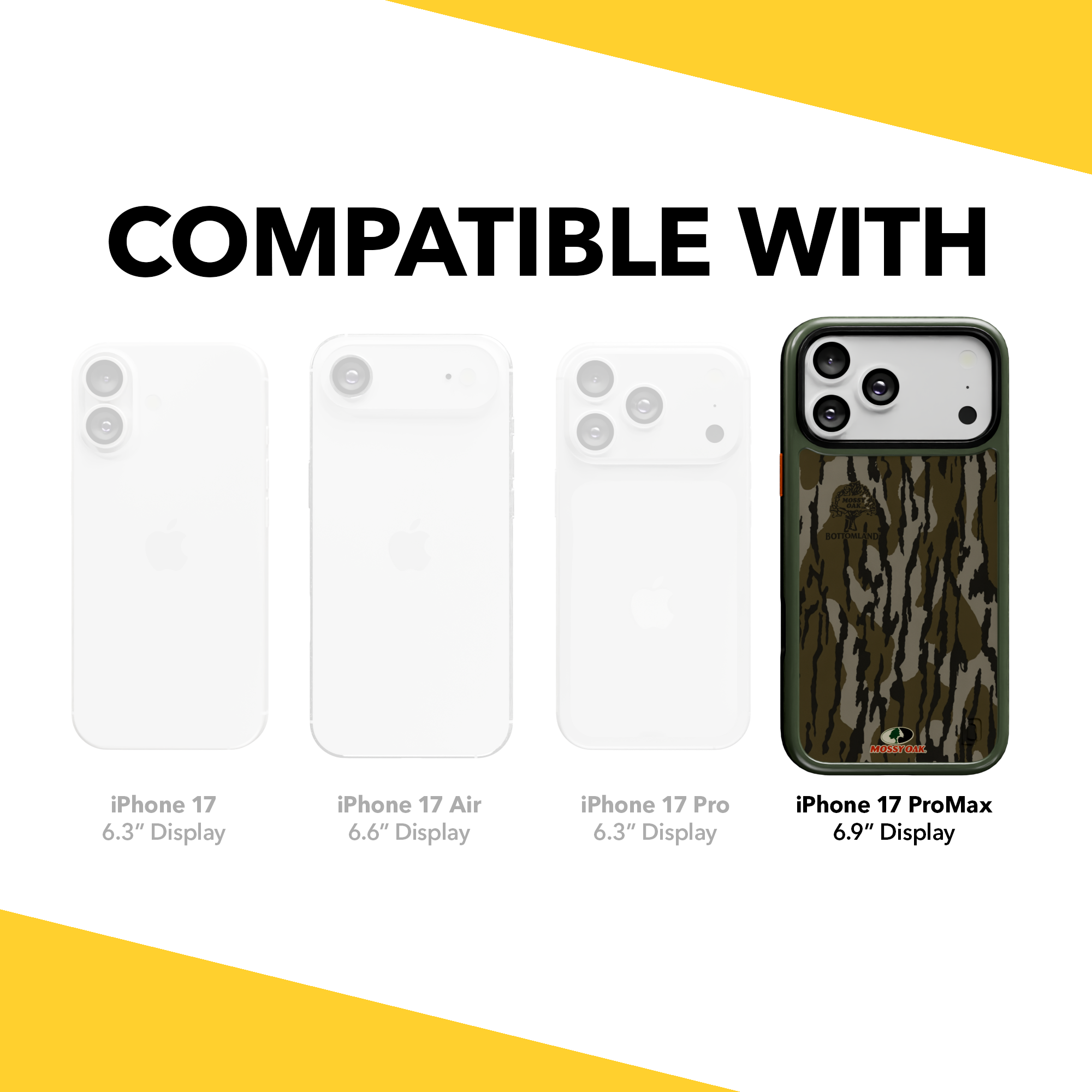 Shock-Absorbent MagSafe® Case for Apple iPhone 17 Pro Max in Mossy Oak Bottomland Camo | Fortitude Series None / None / Bottomland