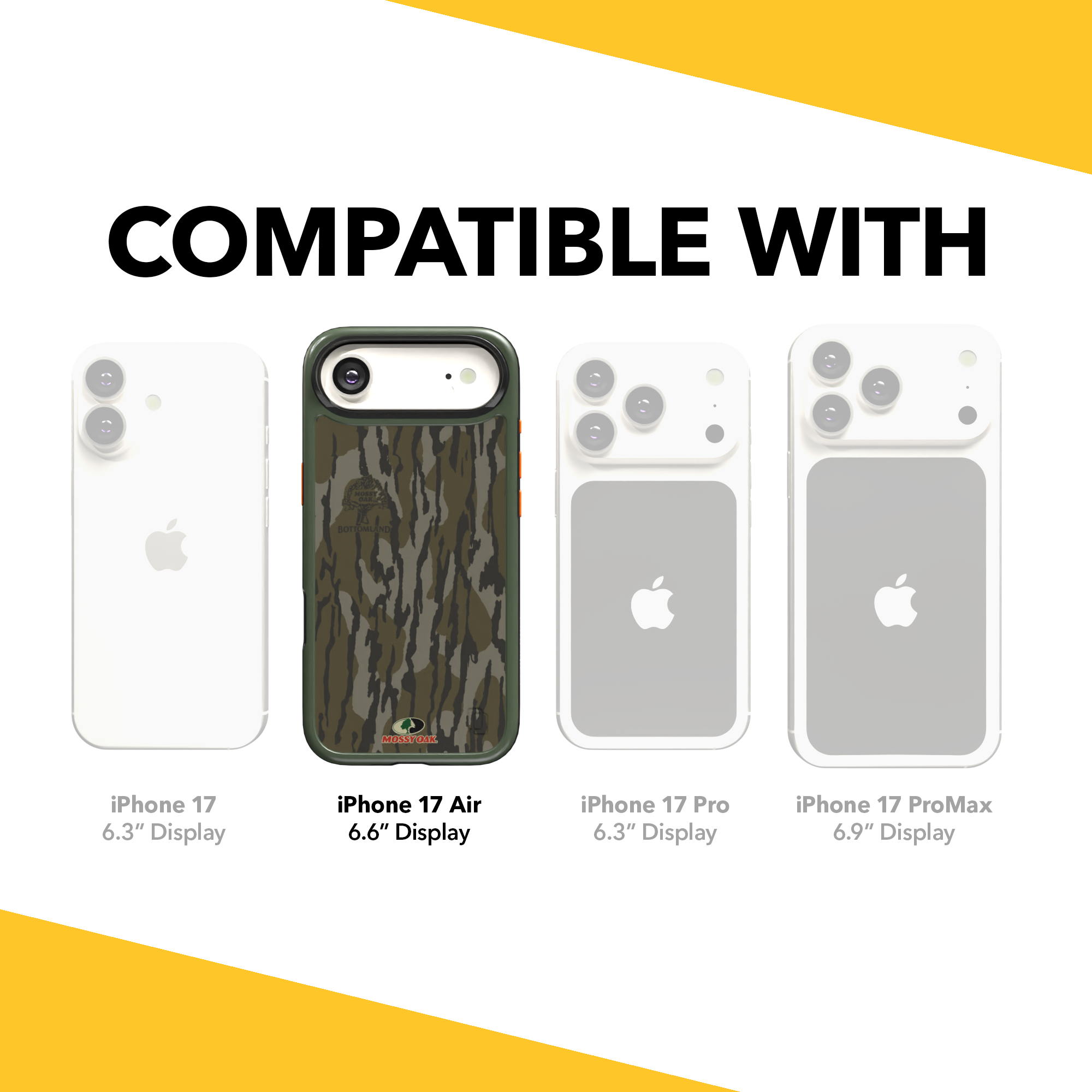 Shock-Absorbent MagSafe® Case for Apple iPhone 17 Air in Mossy Oak Bottomland Camo | Fortitude Series None / None / Bottomlands