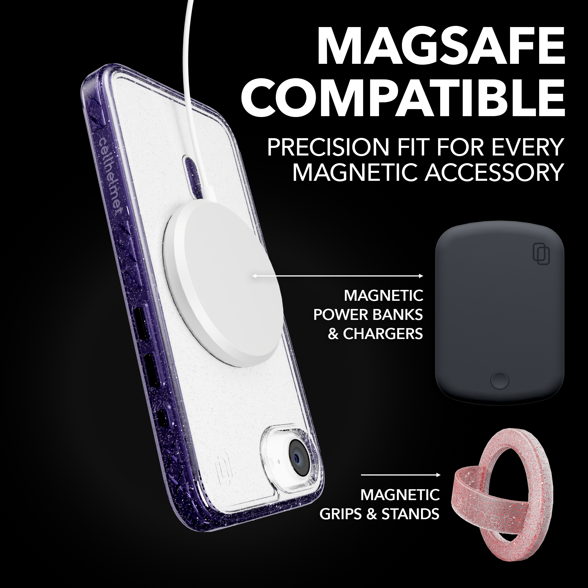 MagSafe® Glitter Case for Apple iPhone 16e | Lilac Purple Sparkle | Magnitude Series