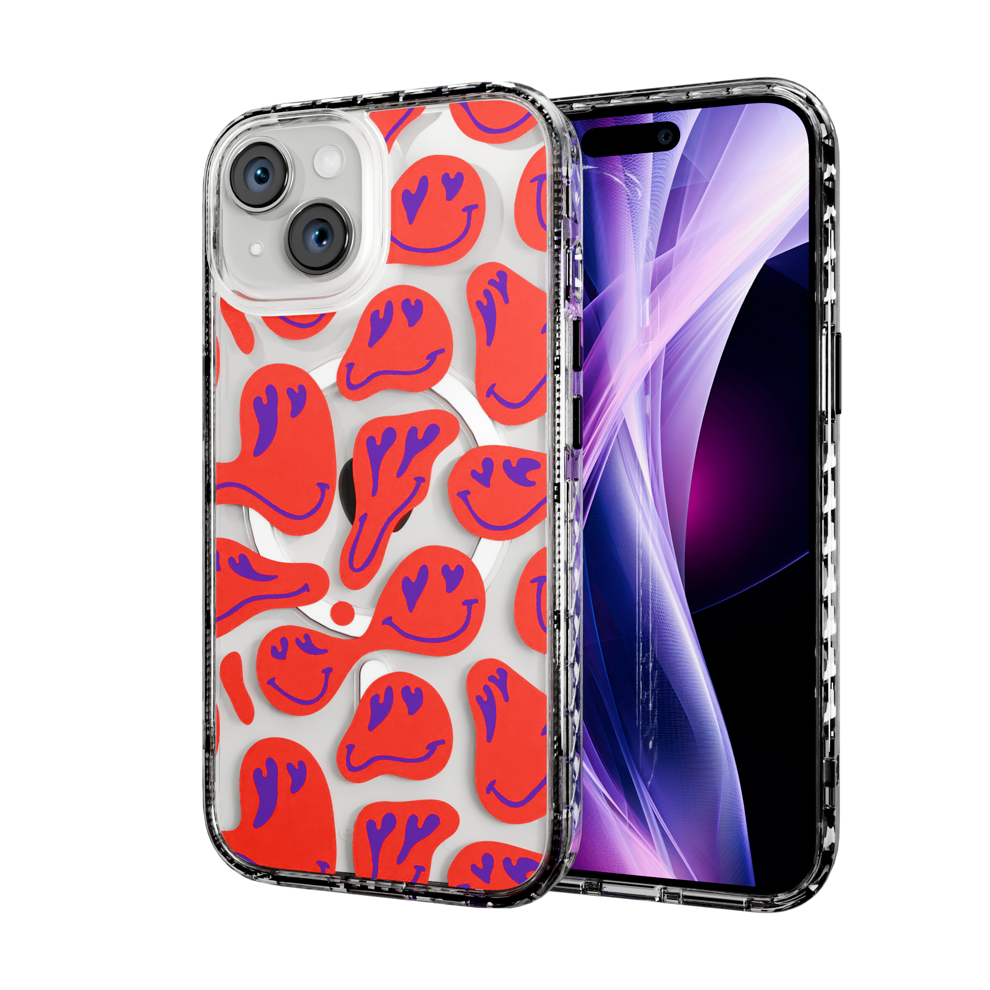 Melting Bliss | Protective MagSafe Melted Smile Case | Hearts & Smiles Collection for Apple iPhone 15 Series Apple iPhone 15 / Crystal Clear