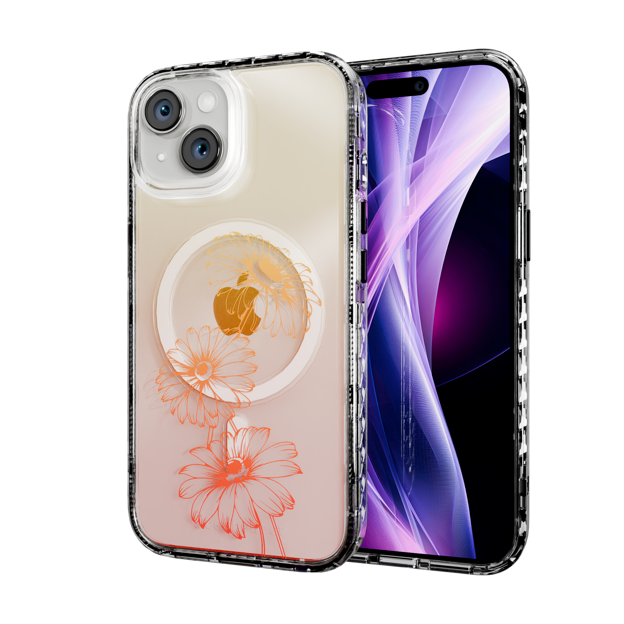 Citrus Splash | Protective MagSafe Case | Ombre Bouquet Collection for Apple iPhone 15 Series Apple iPhone 15 / Crystal Clear