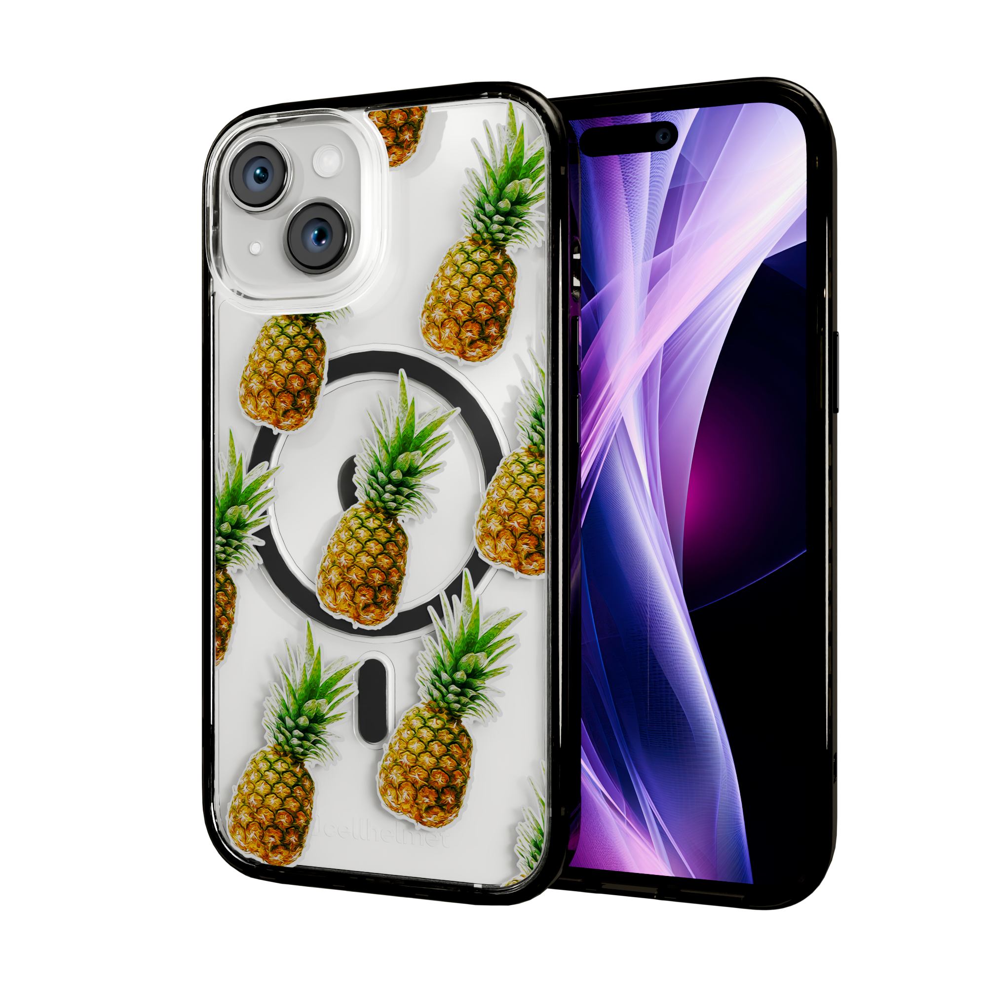 Pineapple Splash | Protective MagSafe Case | Fruits Collection for Apple iPhone 15 Series Apple iPhone 15 / Onyx Black