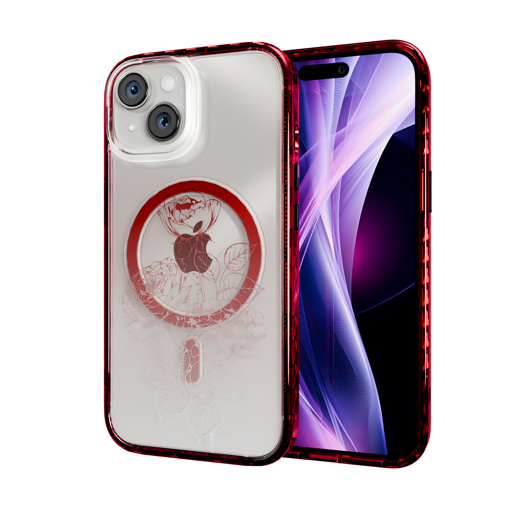 Rosewood Radiance | Protective MagSafe Case | Ombre Bouquet Collection for Apple iPhone 15 Series Apple iPhone 15 / Scarlet Red