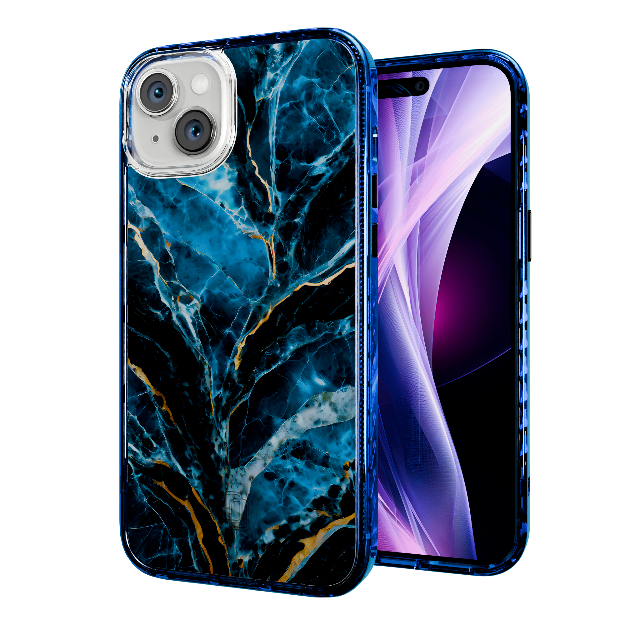 Deep Sea | Protective MagSafe Case | Marble Stone Series for Apple iPhone 15 Series Apple iPhone 15 Plus / Bermuda Blue