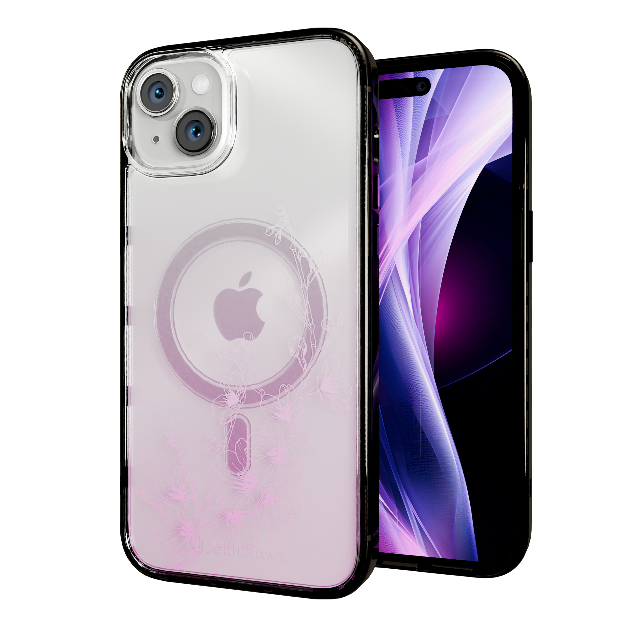 Ballet Blush | Protective MagSafe Case | Ombre Bouquet Collection for Apple iPhone 15 Series Apple iPhone 15 Plus / Onyx Black