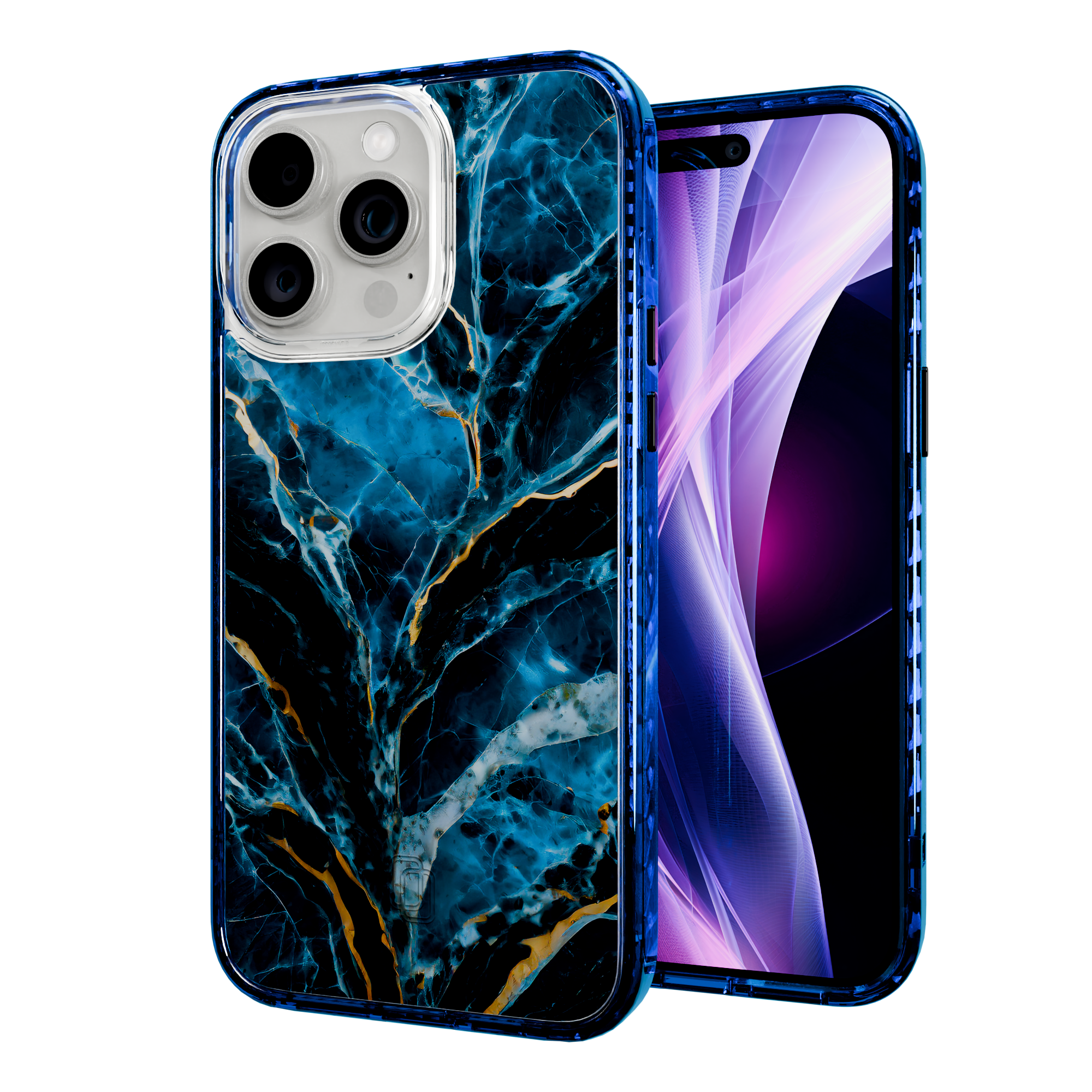 Deep Sea | Protective MagSafe Case | Marble Stone Series for Apple iPhone 15 Series Apple iPhone 15 Pro Max / Bermuda Blue