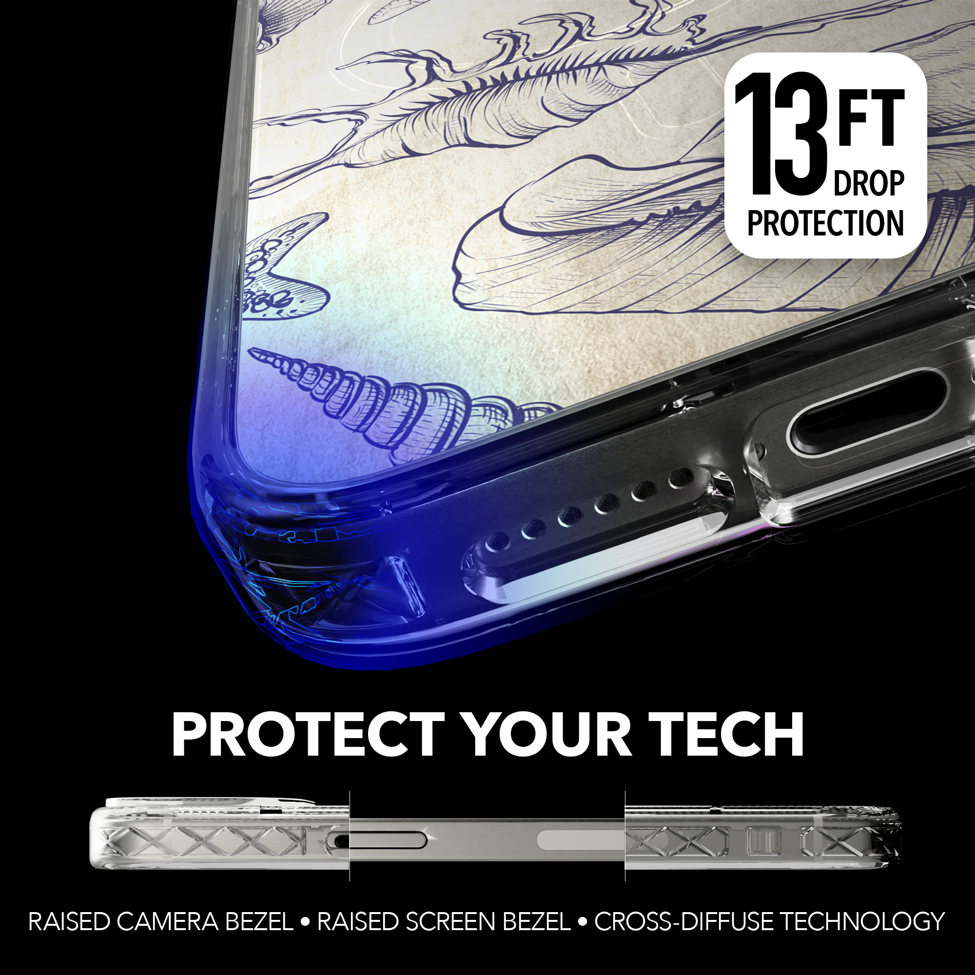 iPhone 15 Series | MagSafe ® | Coastal Collection - Coastal Seashell Case Apple iPhone 15 Pro Max / Crystal Clear