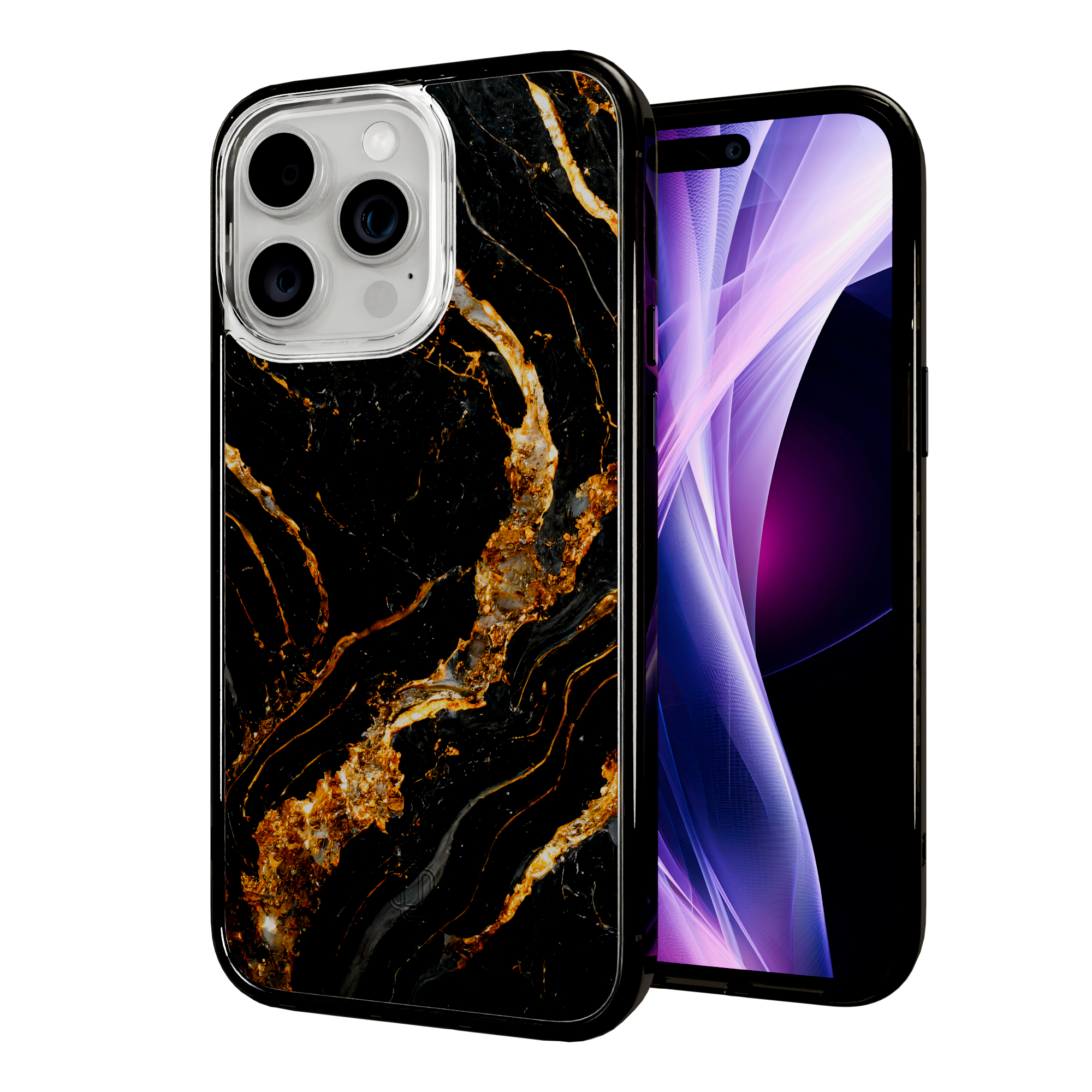 Dark Knight | Protective MagSafe Case | Marble Stone Series for Apple iPhone 15 Series Apple iPhone 15 Pro Max / Onyx Black