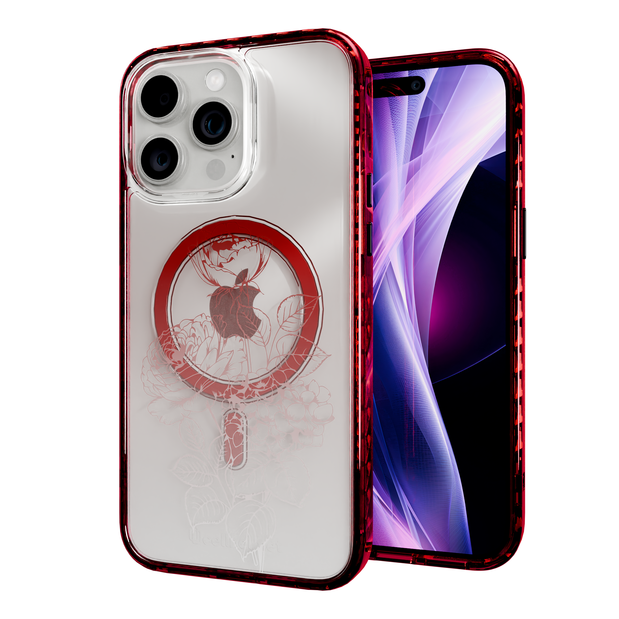 Rosewood Radiance | Protective MagSafe Case | Ombre Bouquet Collection for Apple iPhone 15 Series Apple iPhone 15 Pro Max / Scarlet Red