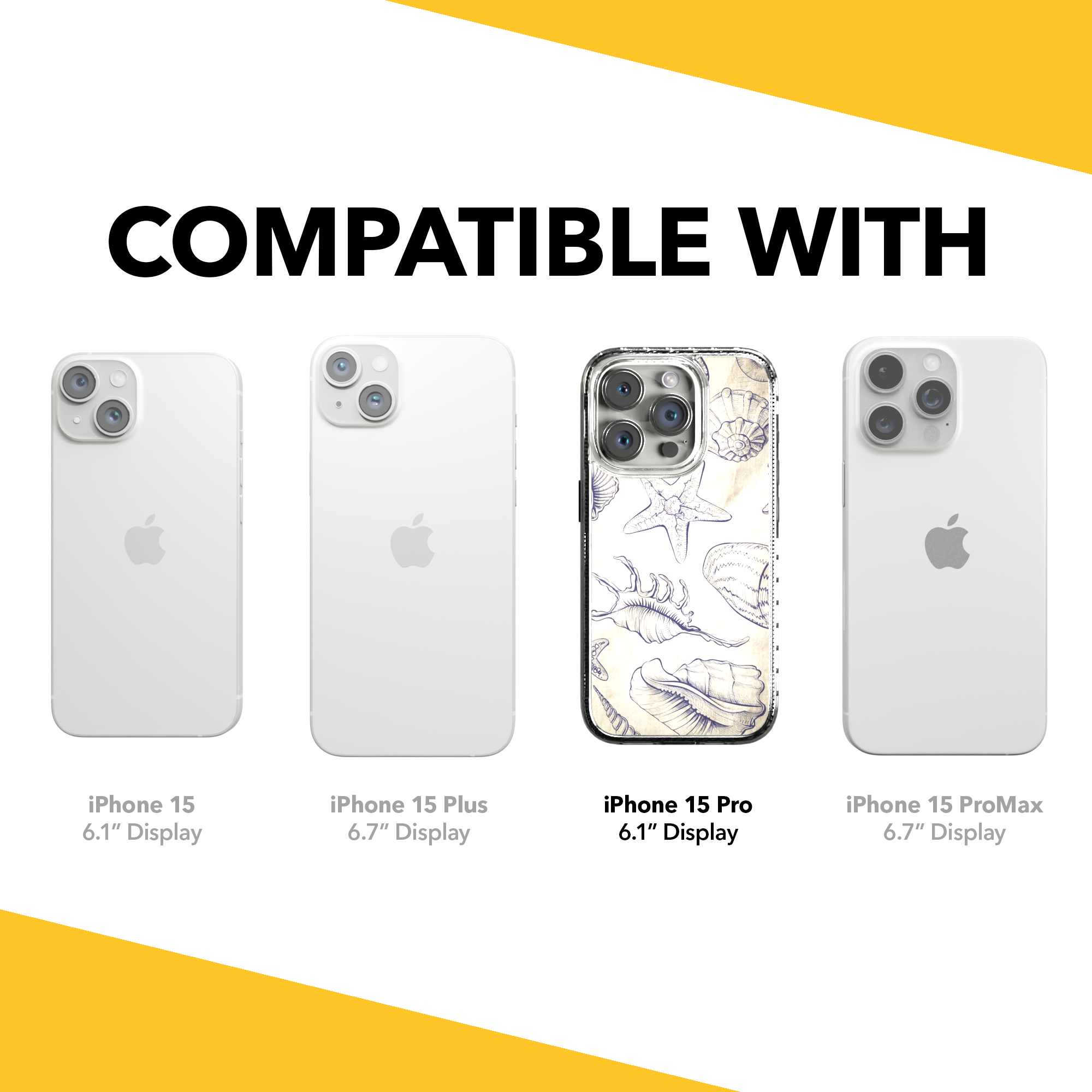 iPhone 15 Series | MagSafe ® | Coastal Collection - Coastal Seashell Case Apple iPhone 15 Pro / Crystal Clear