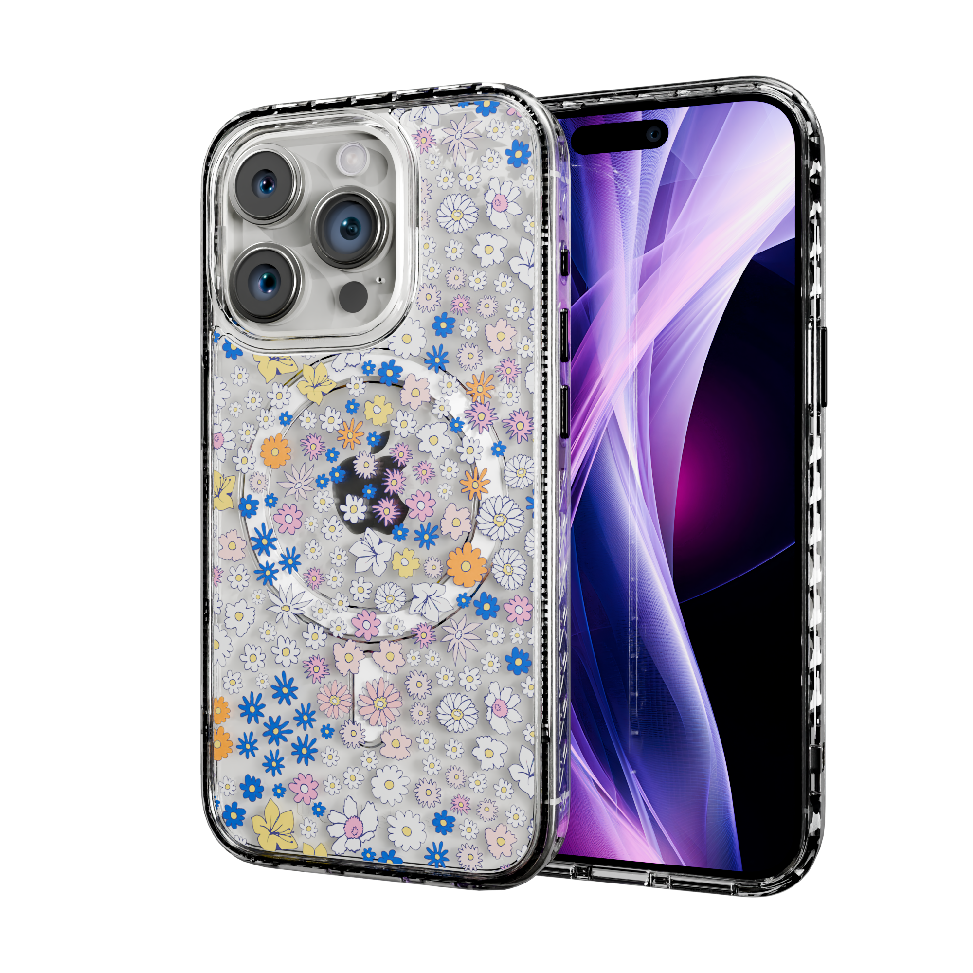 Wild Blossom | Protective MagSafe Case | Flower Series for Apple iPhone 15 Series Apple iPhone 15 Pro / Crystal Clear