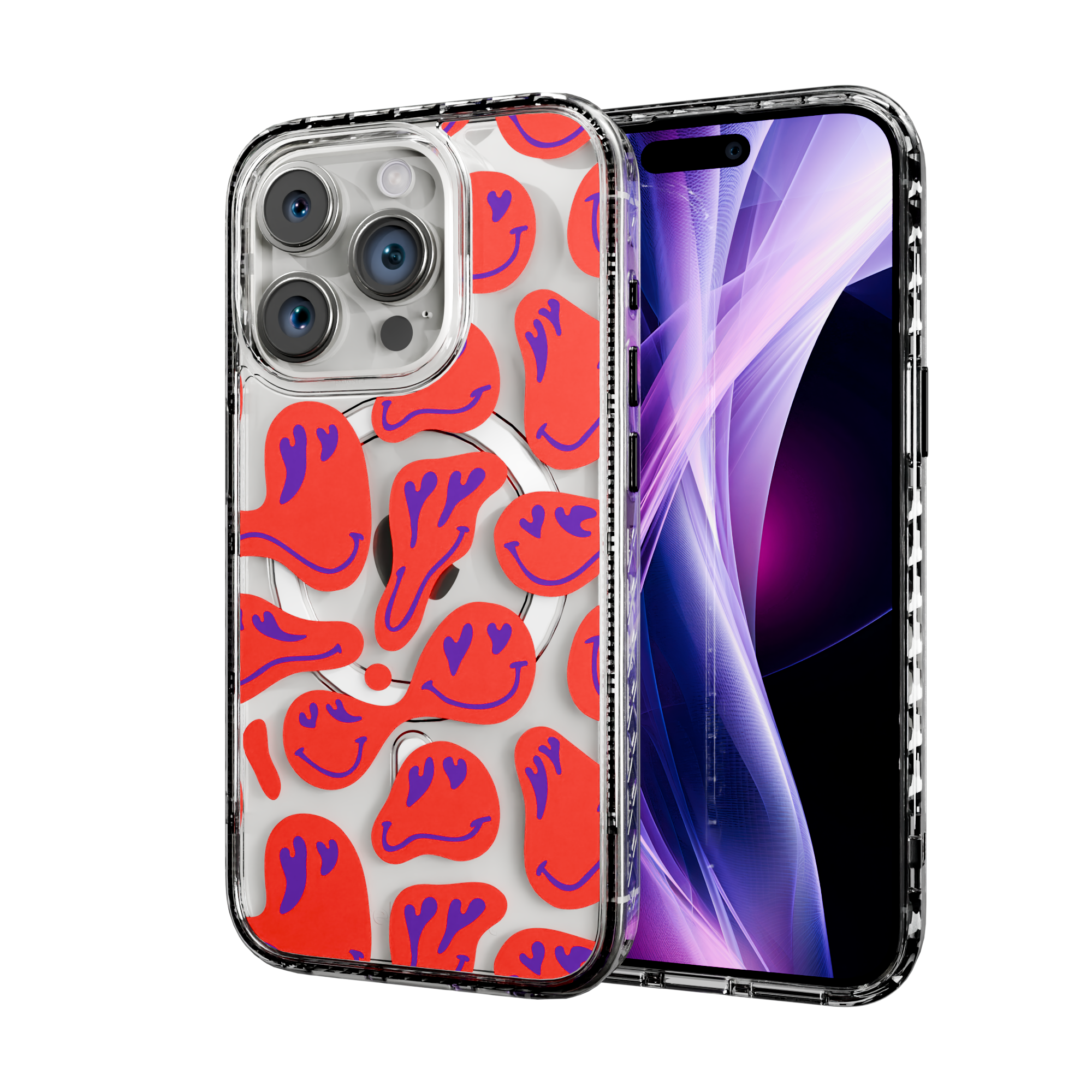 Melting Bliss | Protective MagSafe Melted Smile Case | Hearts & Smiles Collection for Apple iPhone 15 Series Apple iPhone 15 Pro / Crystal Clear