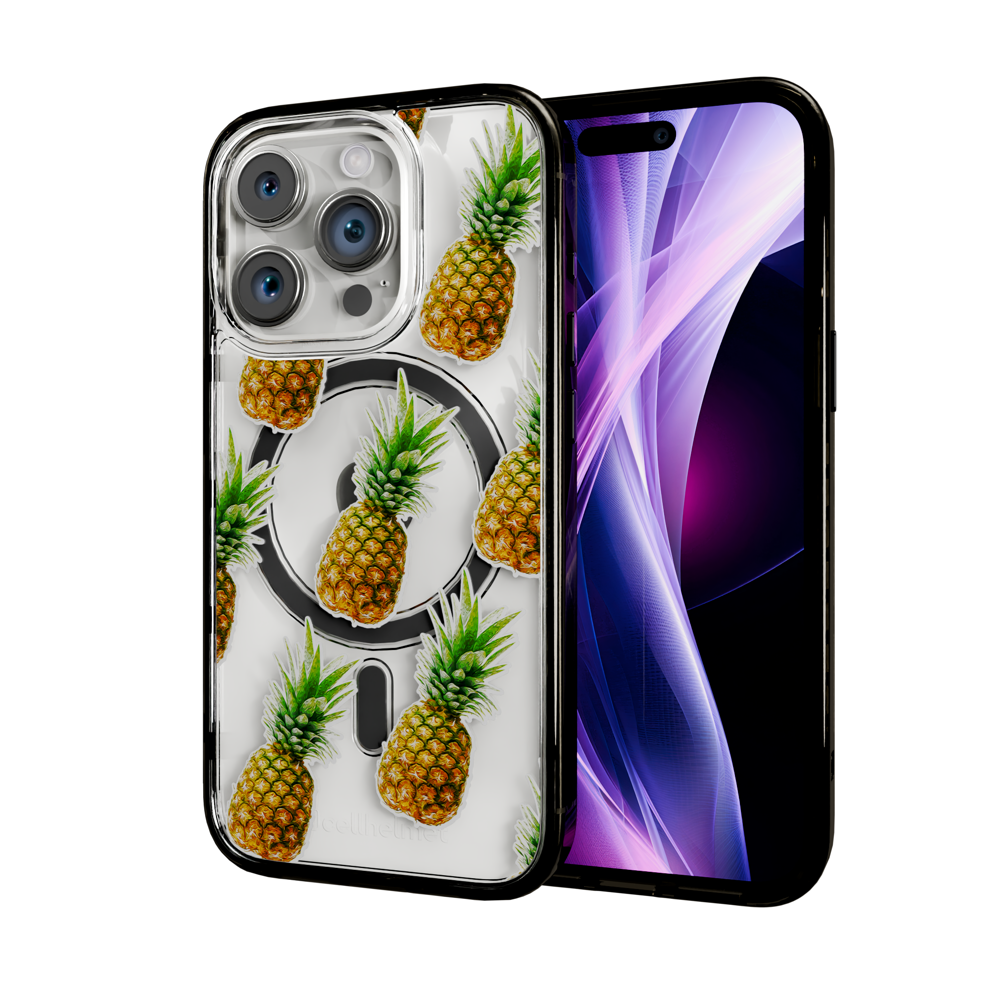 Pineapple Splash | Protective MagSafe Case | Fruits Collection for Apple iPhone 15 Series Apple iPhone 15 Pro / Onyx Black
