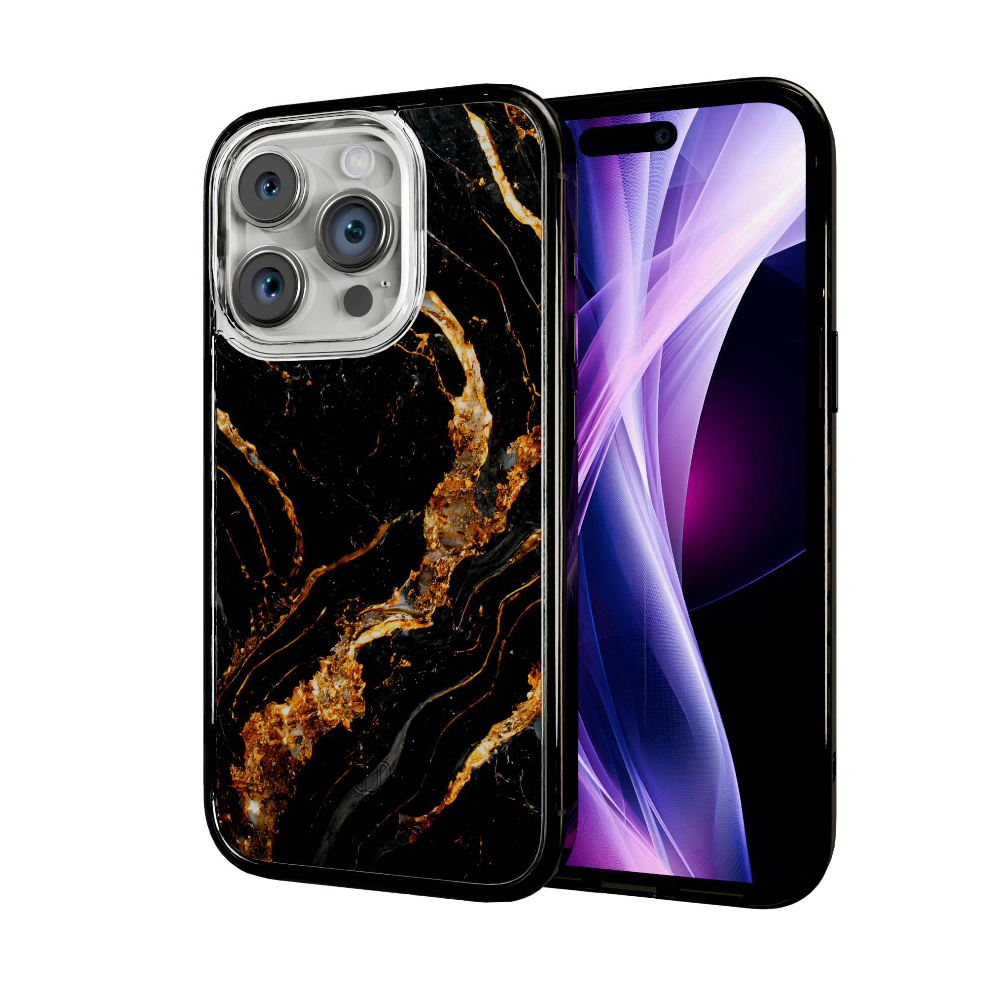 Dark Knight | Protective MagSafe Case | Marble Stone Series for Apple iPhone 15 Series Apple iPhone 15 Pro / Onyx Black