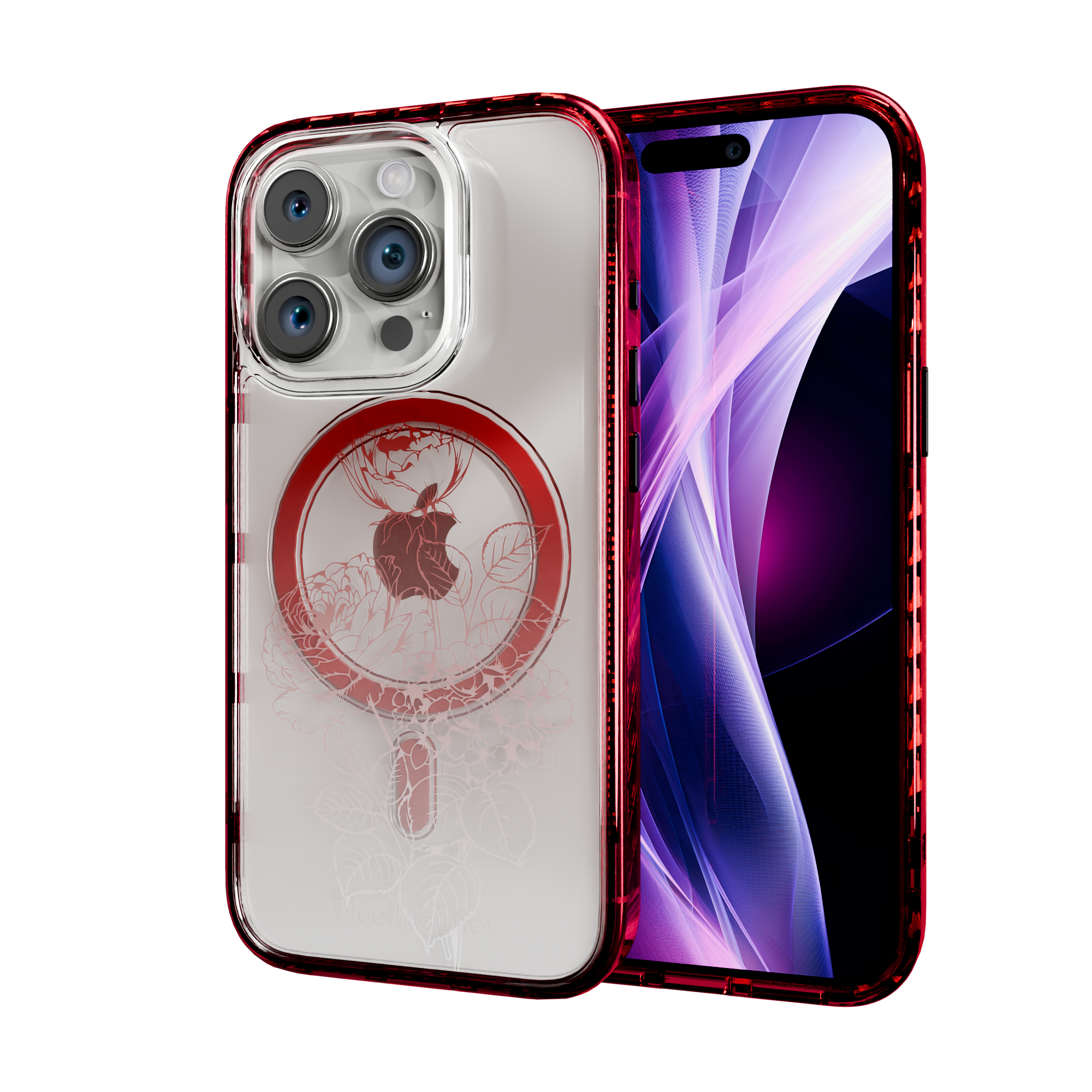 Rosewood Radiance | Protective MagSafe Case | Ombre Bouquet Collection for Apple iPhone 15 Series Apple iPhone 15 Pro / Scarlet Red