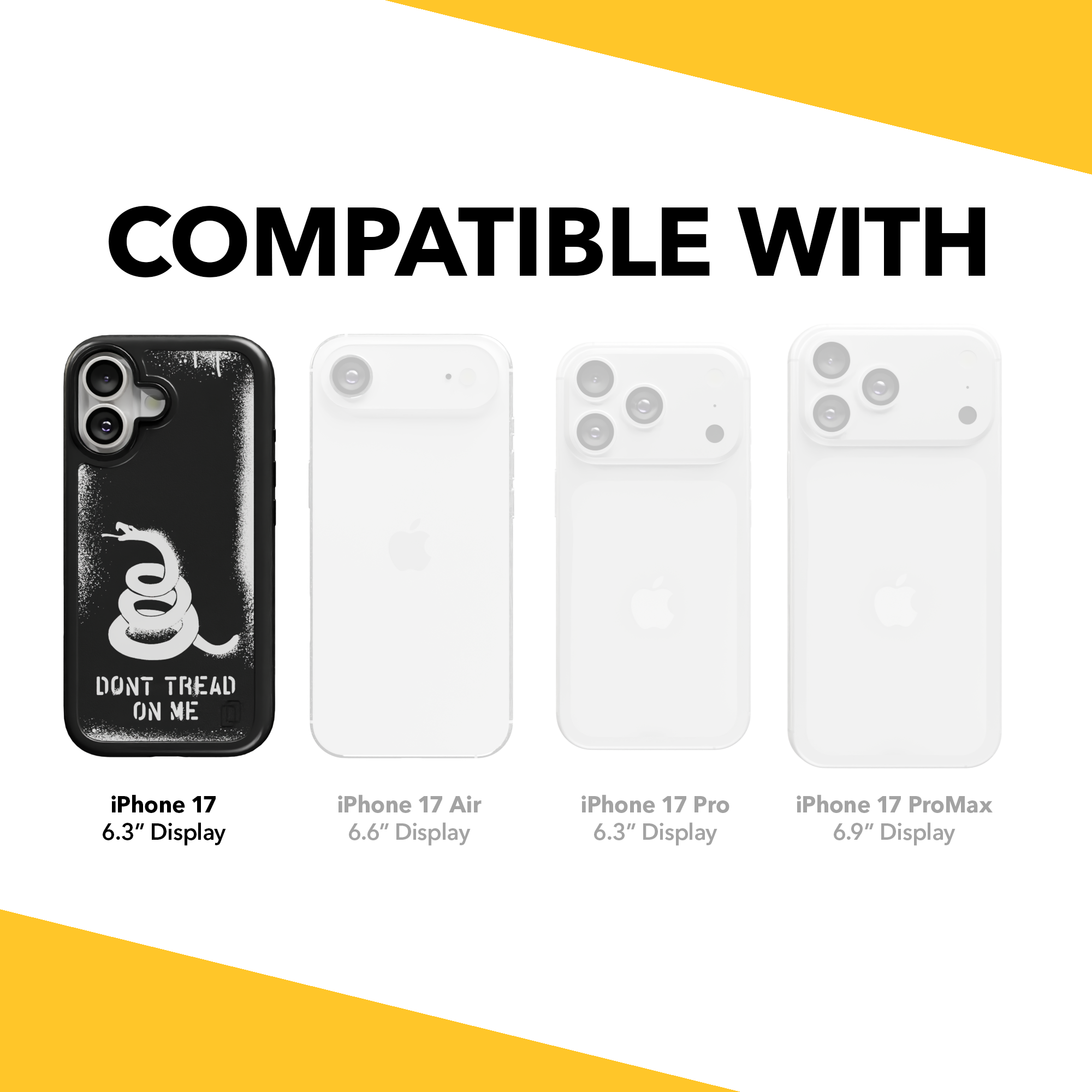 Patriot Collection - Gadsden Stencil for iPhone 17 Series Gadsen Stencil / iPhone 17 / Black