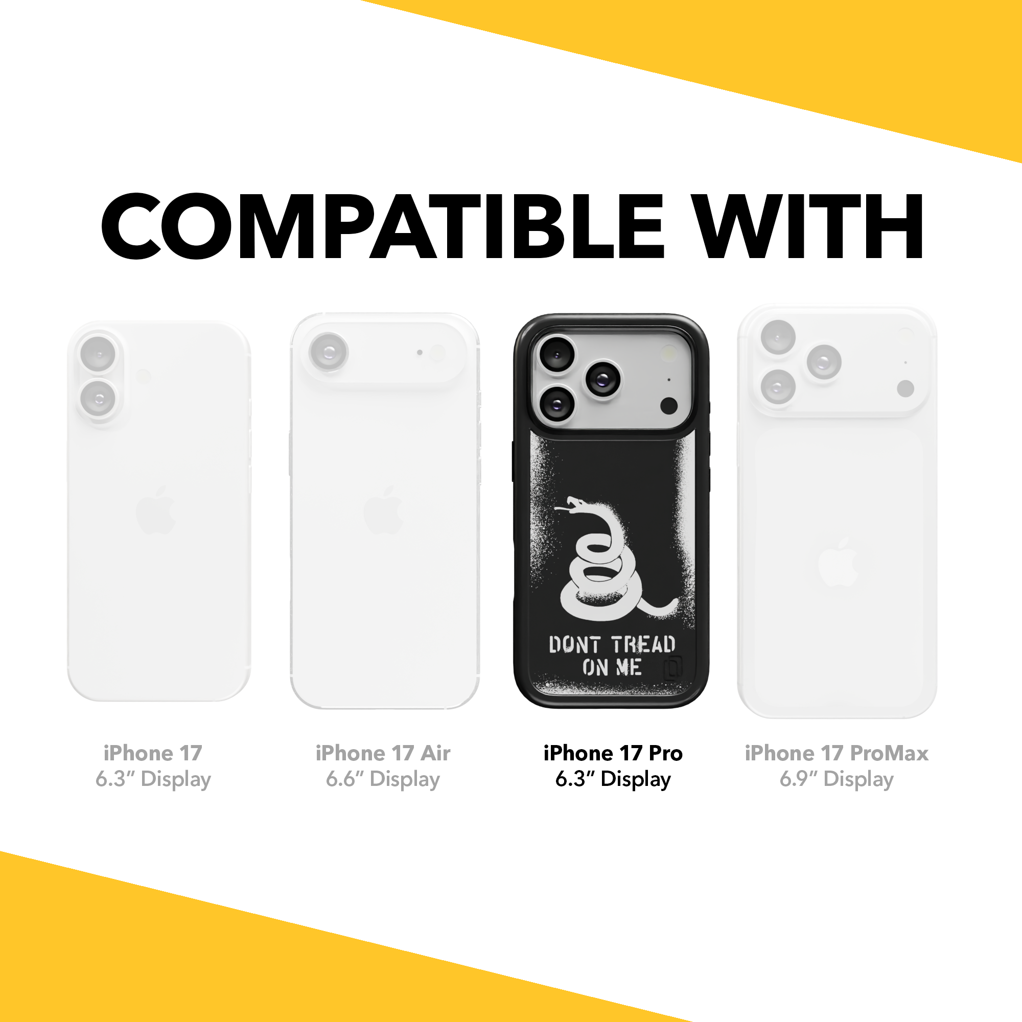 Patriot Collection - Gadsden Stencil for iPhone 17 Series Gadsen Stencil / iPhone 17 Pro / Black